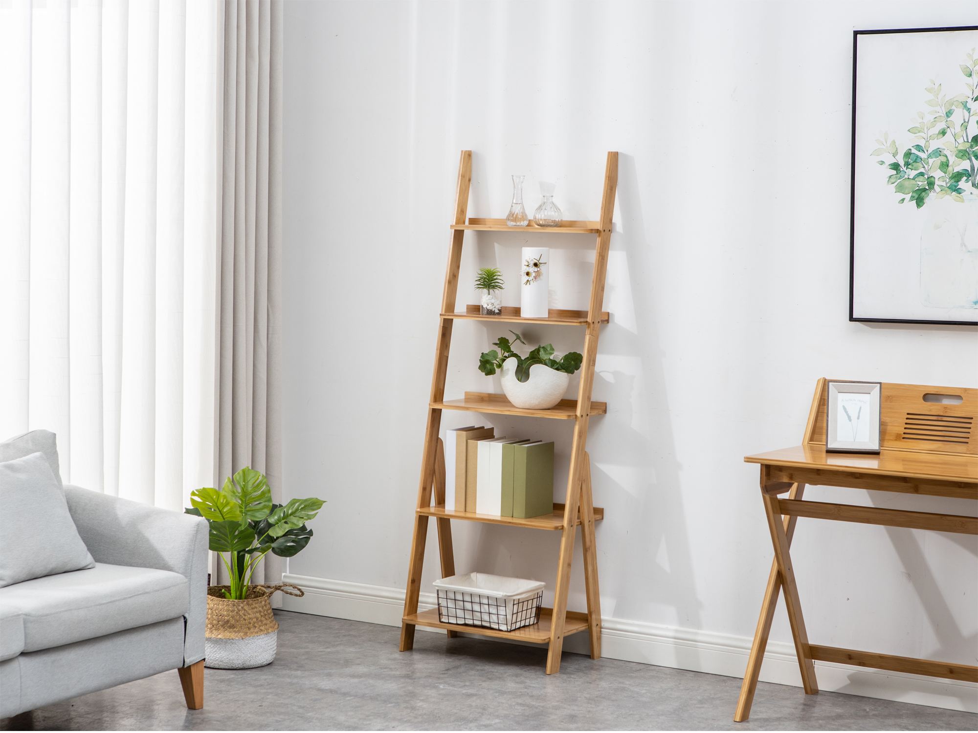 Amazon.com: SOBIBO Ladder Shelf, 5-Tier Leaning Shelf, Free