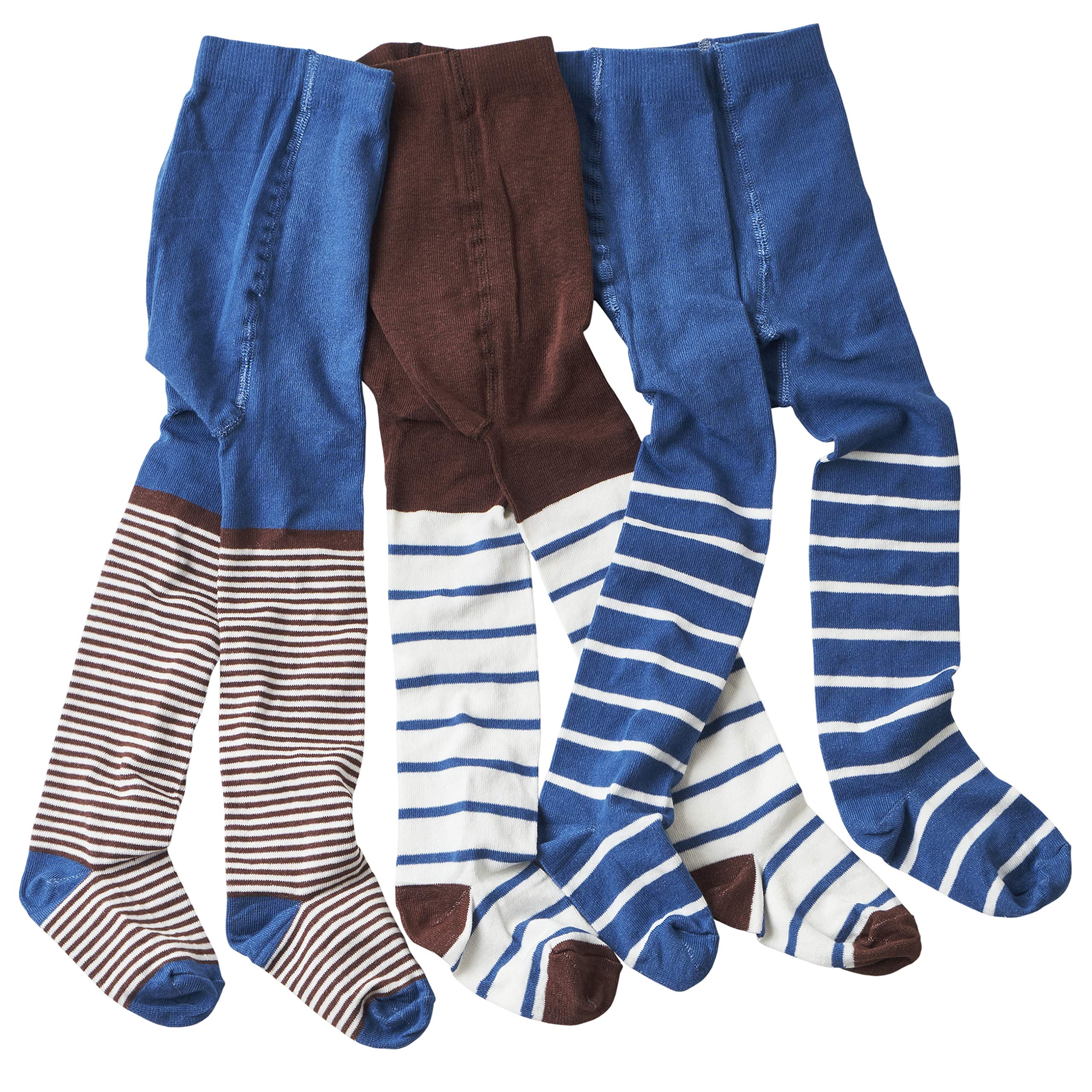 WELLYOU Calze collant per bambini maschi, calze collant per bambini/bambine, taglie 62-146, Made in EU (122-128, Blu-Marrone)