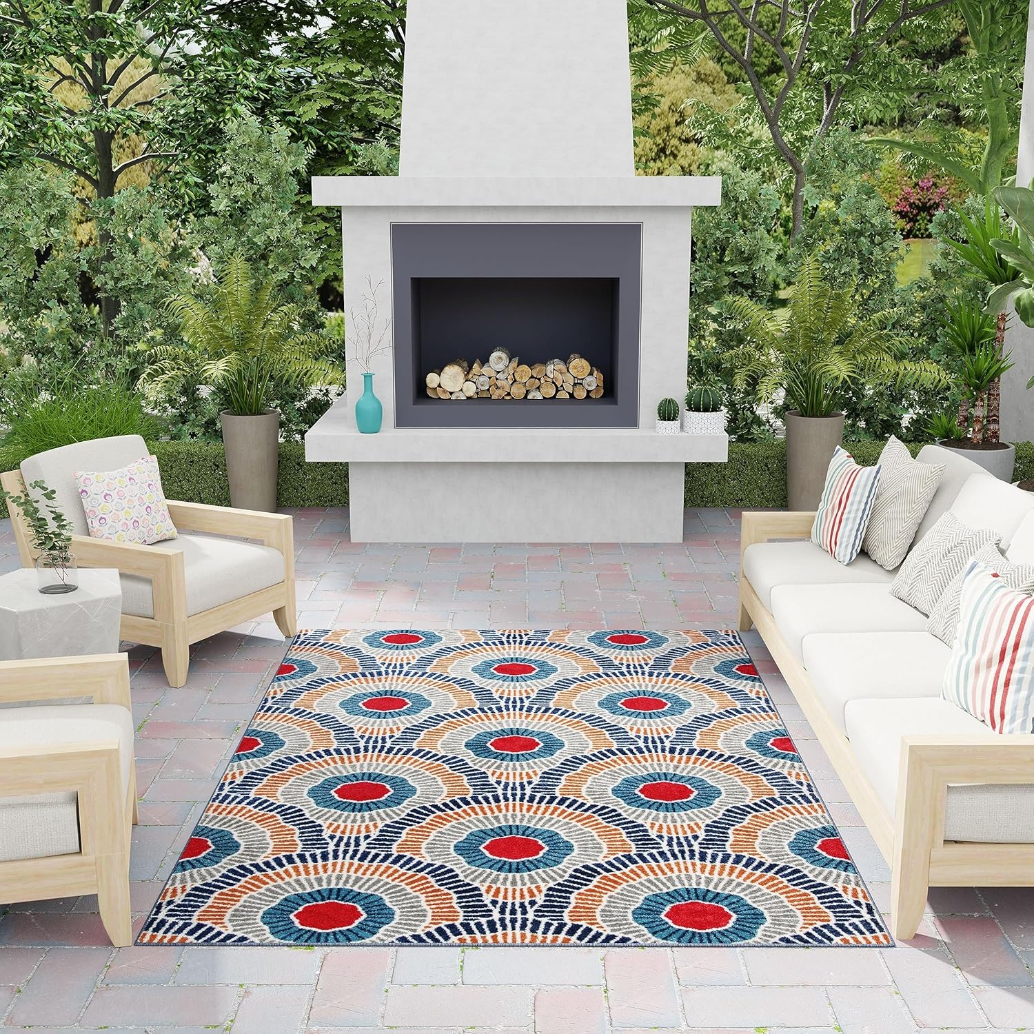 Tecopa Ferley 3' x 5' Red Abstract Indoor/Outdoor Accent Rug