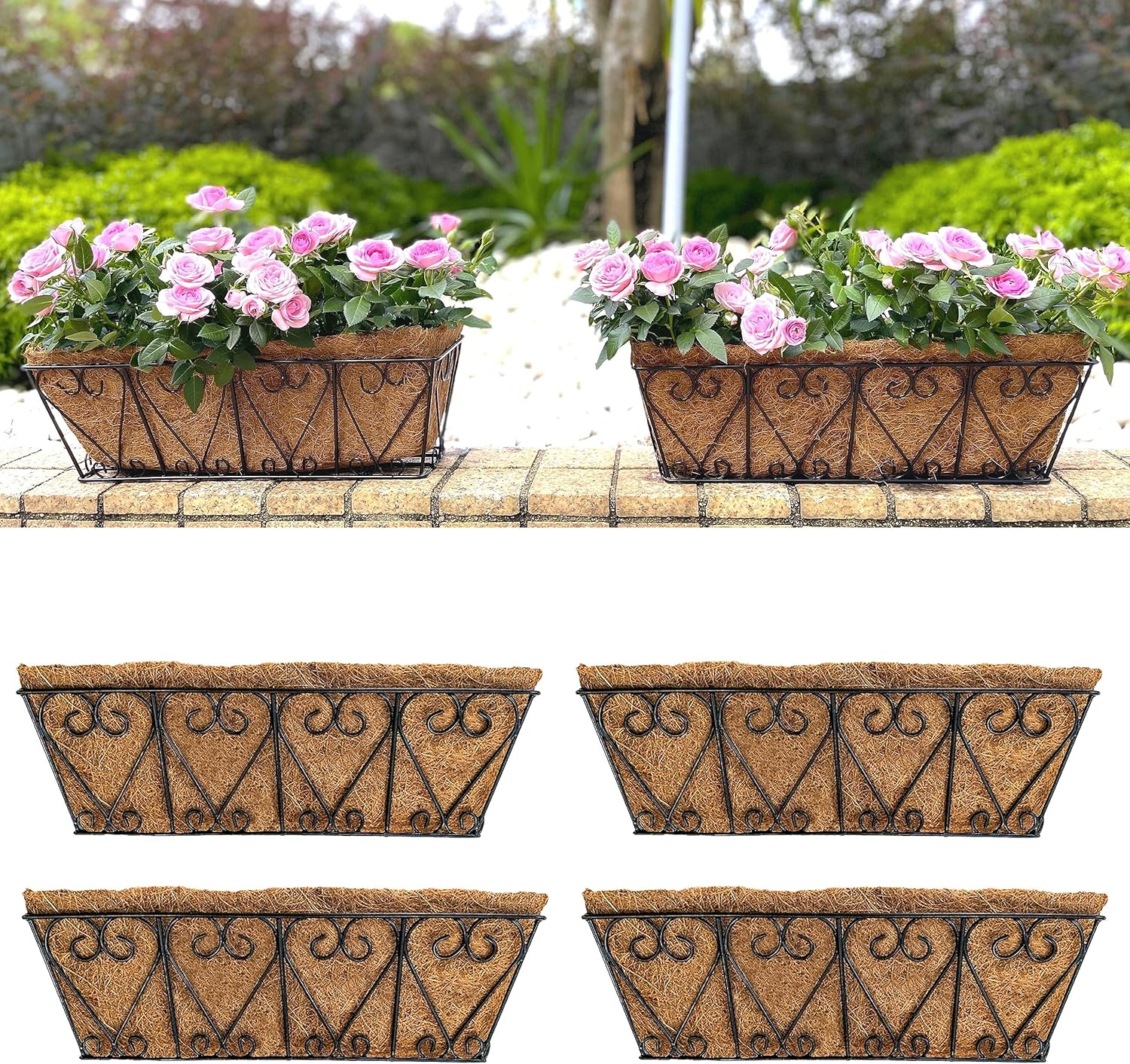 LaLaGreen Wall Hanging Planter 4 Pack, 16 Inch Deck Railing Planter