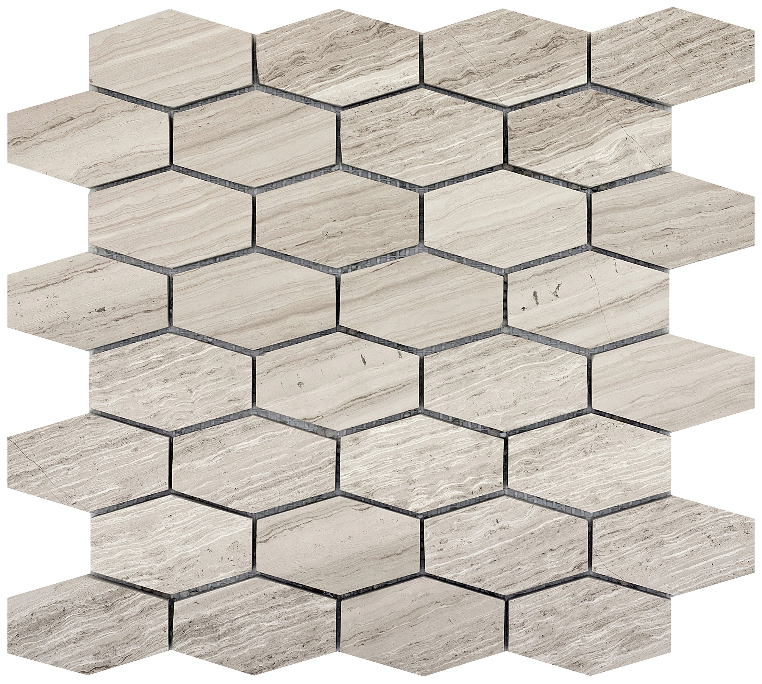 EMSERM05METRCR1212MHW Metro Cream HEX Wide HONED Mosaic HXW/1212