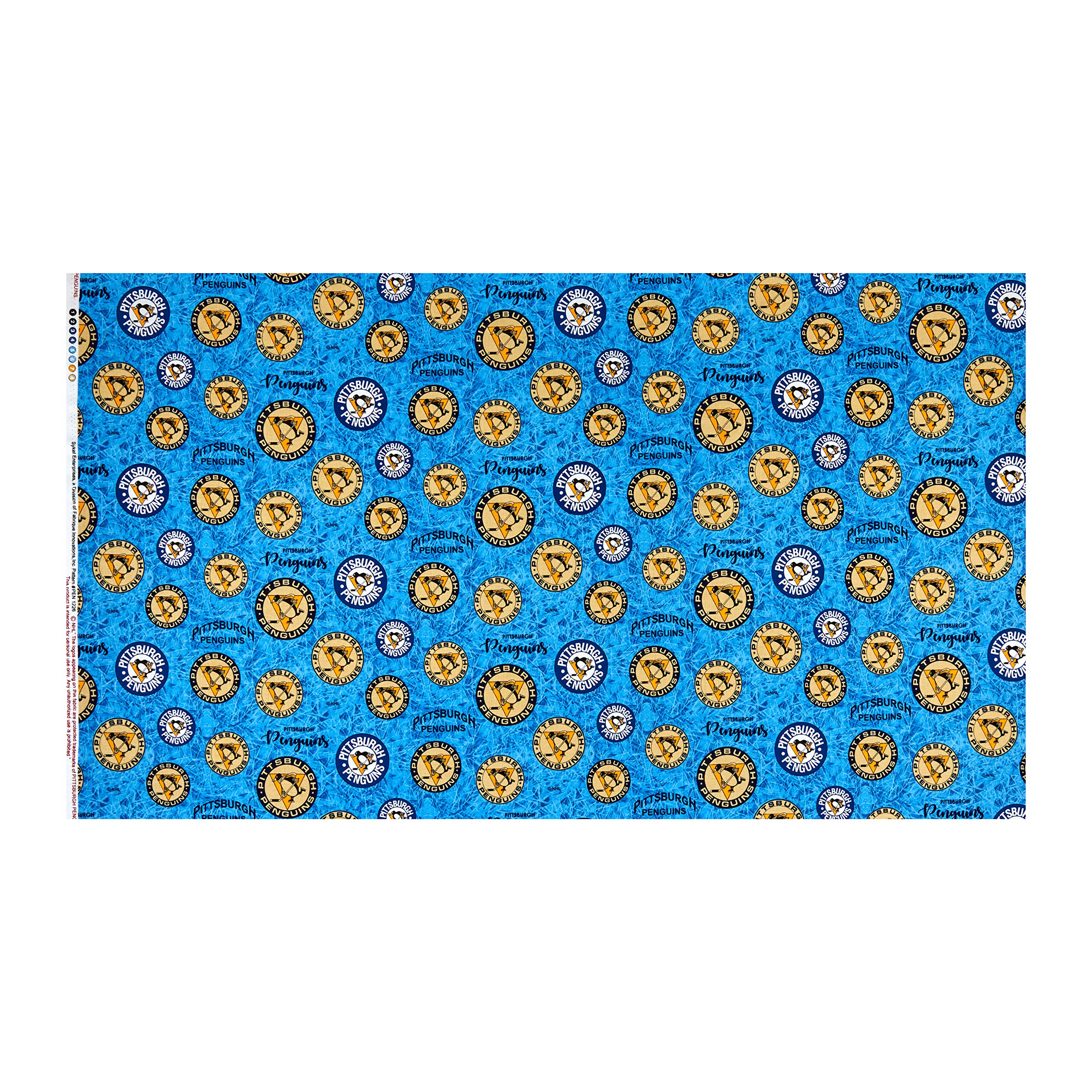 NHL Pittsburgh Penguins Throwback Logo Multi, Quilting Fabric by the Yard