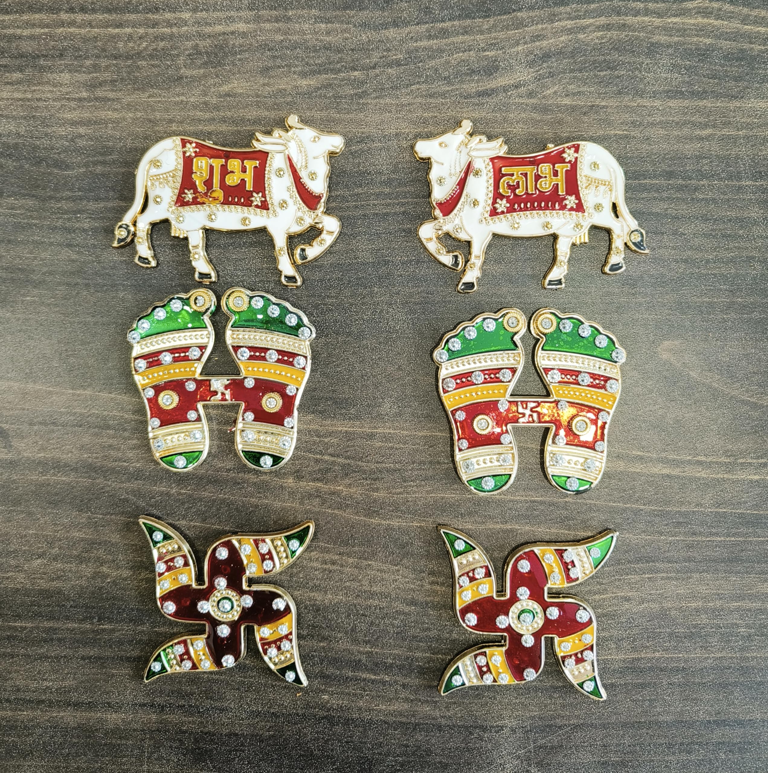 Crafonic Acrylic Shubh Labh on Cow, Laxmis Feet (Charan Paduka), Swastik (Satyam) Set for Wall & Door Decoration, Diwali Decoration Stickers (Pack of 6 Sets) (B0CJM8WQRQ) Amazon Price History, Amazon Price Tracker