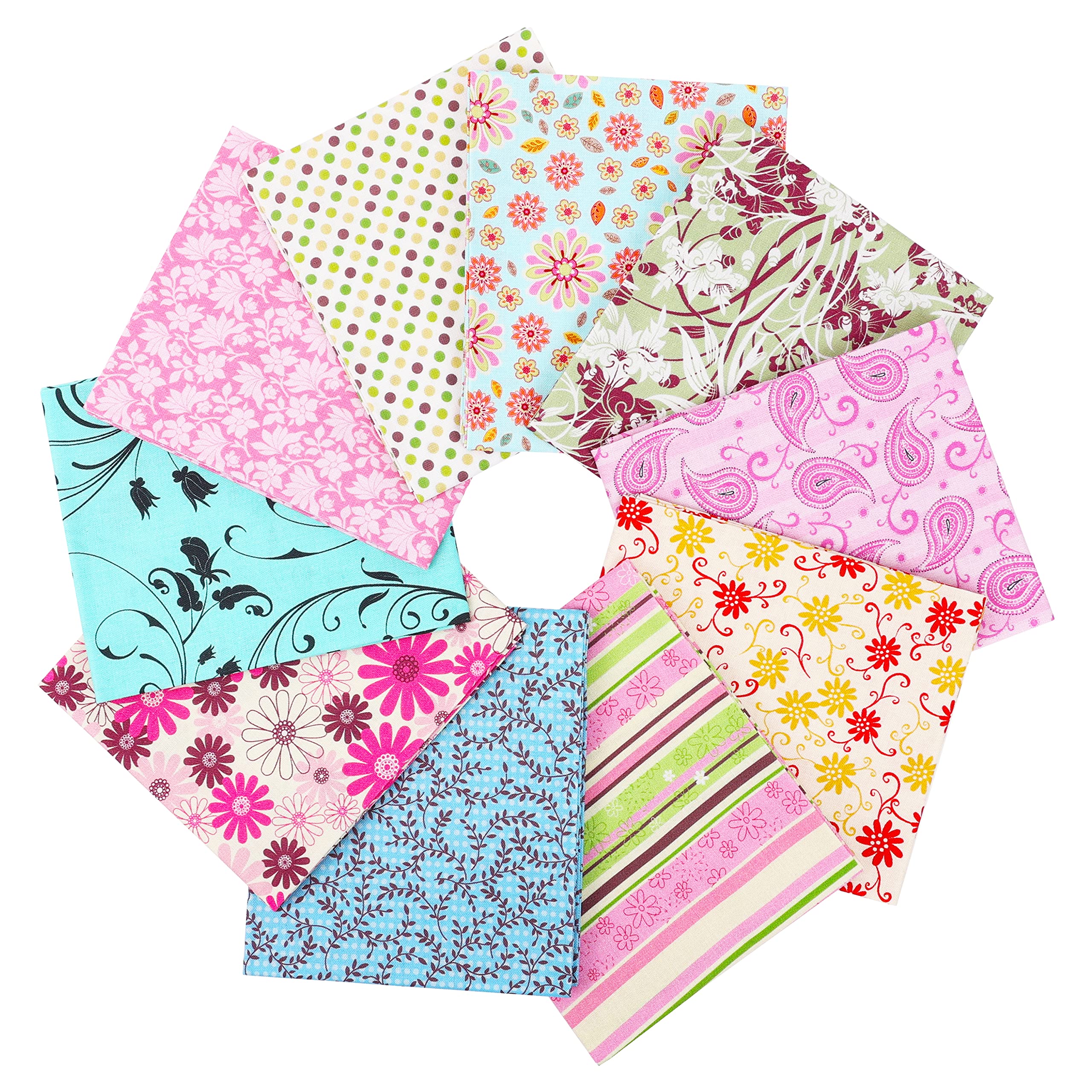 Craftido 10pcs 18”x21”(46x53cm) Fat Quarters Fabric Bundles, Medium Weight 145g, 100% Cotton Fabric for Quilting Sewing