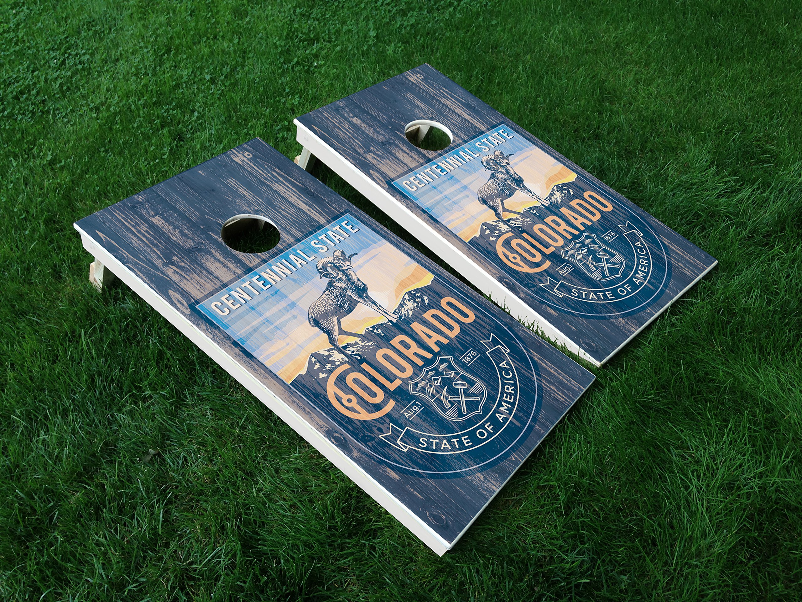 Distressed Colorado 07 Colorado State Flag Cornhole WRAP Set Vinyl Board Decal Baggo Bag Toss Boards * Made in The USA *