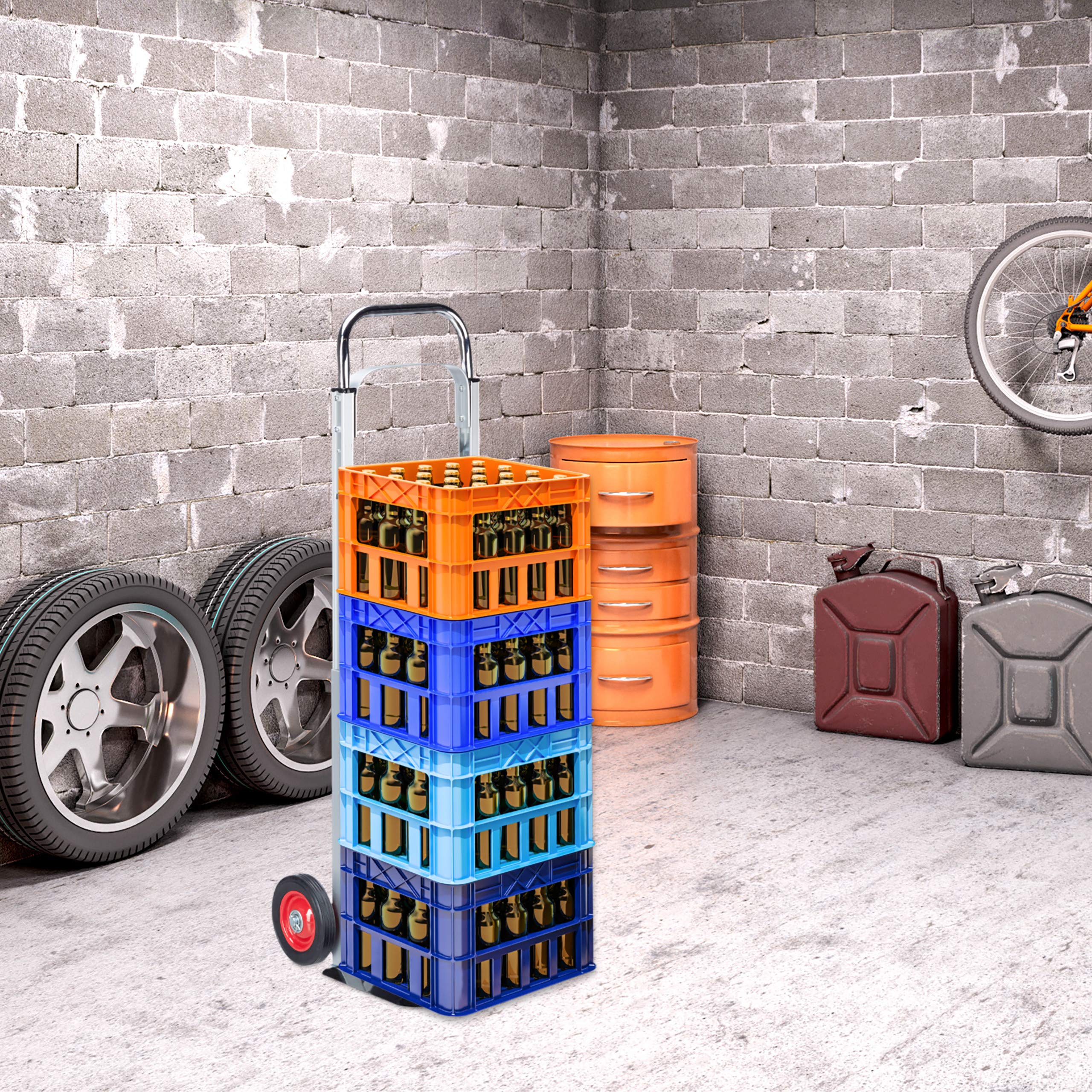 Relaxdays Wózek transportowy do 200 kg, wielofunkcyjny wózek transportowy, lekki, profesjonalny, metalowy, srebrny