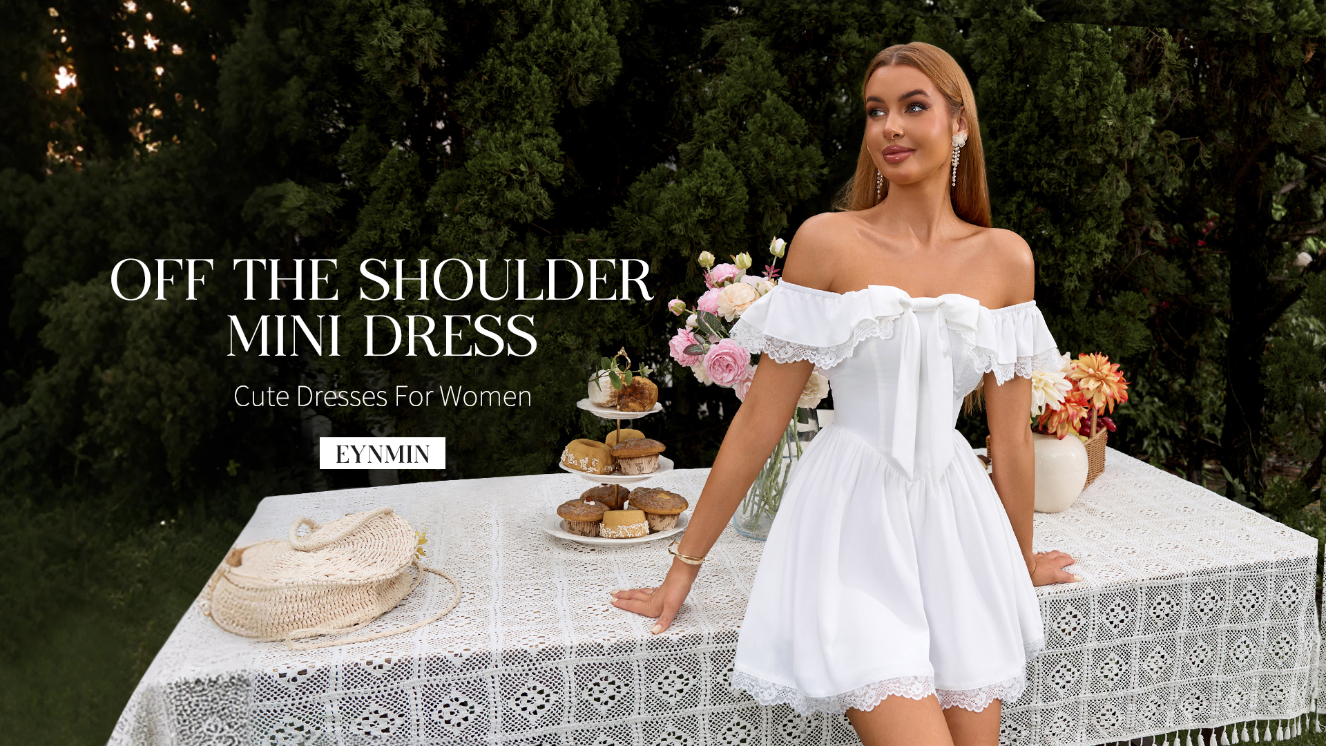 cute dresses for ladies EYNMIN Women's Off The Shoulder Mini Graduation Dress Lace Bow Tie Flowy A  Line Cute Casual Short Dresses with Pocket Black at Amazon Women's Clothing  store