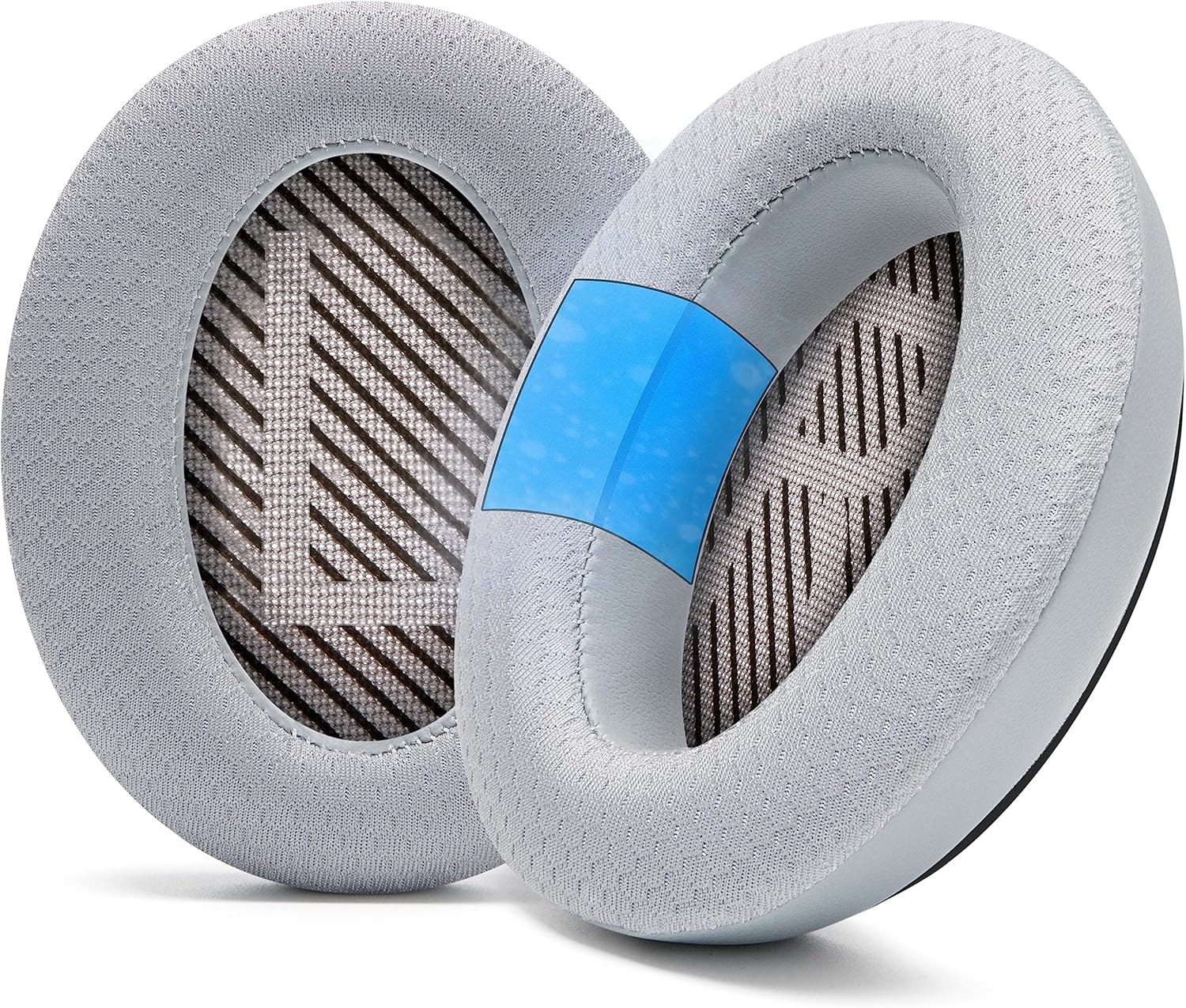 WC Freeze QC35 - Cooling Gel Ear Pads for Bose QC35 & QC35ii (QuietComfort 35) Headphones & More | Breathable Sports Fabric, Cooling Gel, Extra Thick & Cooler for Longer | Silver