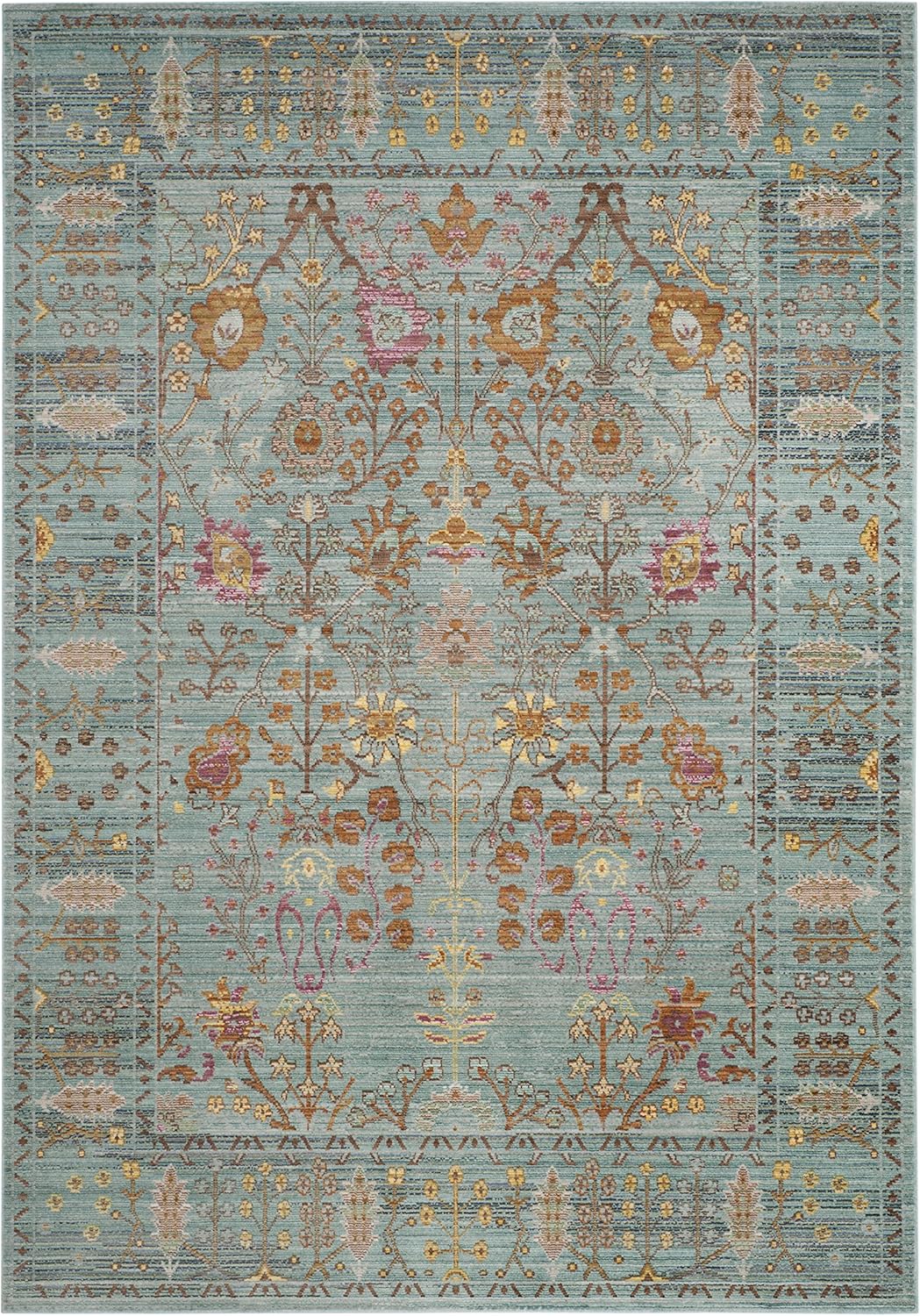 SAFAVIEH Valencia Collection Accent Rug - 4' x 6', Steel Blue, Boho Chic Distressed Design, Non-Shedding & Easy Care, Ideal for High Traffic Areas in Entryway, Living Room, Bedroom (VAL108S)