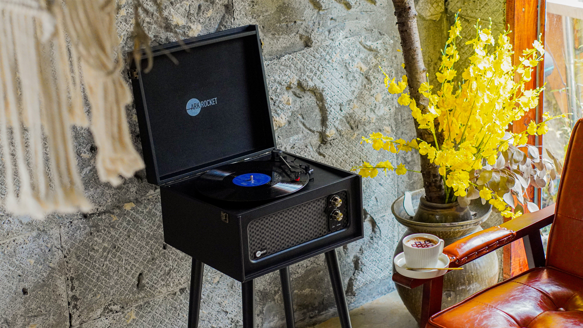 Arkrocket Discovery Bluetooth Record Player – 3-Speed Turntable (33/45/78 RPM) With Removable Legs, Model ARK-RP01