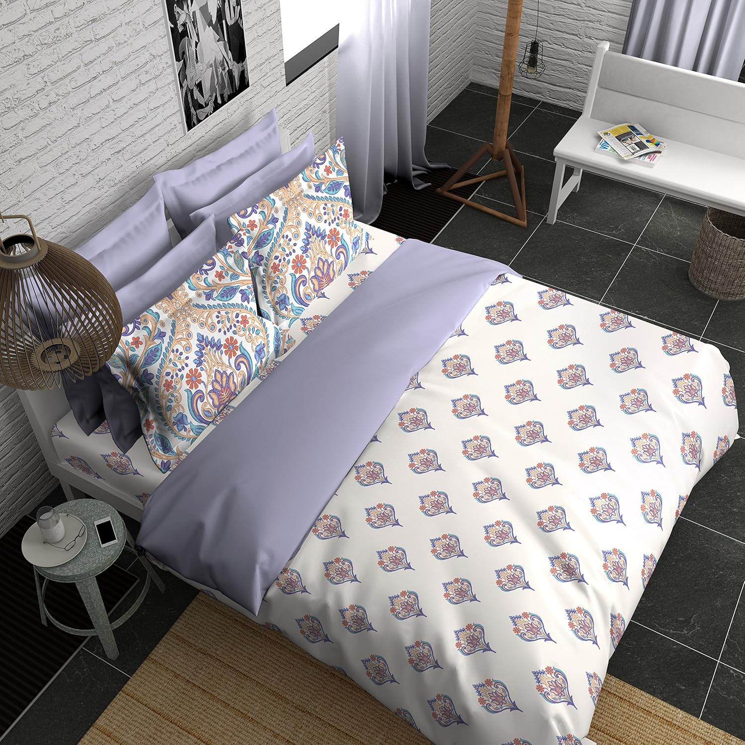 BOUTIQUE LIVING 210Tc King Size Cotton Printed with 2 Pillow Cover