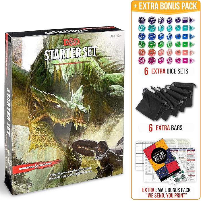 Buy Dungeons and Dragons 5th Edition Starter Set with DND Dice and Complete Printable Starter