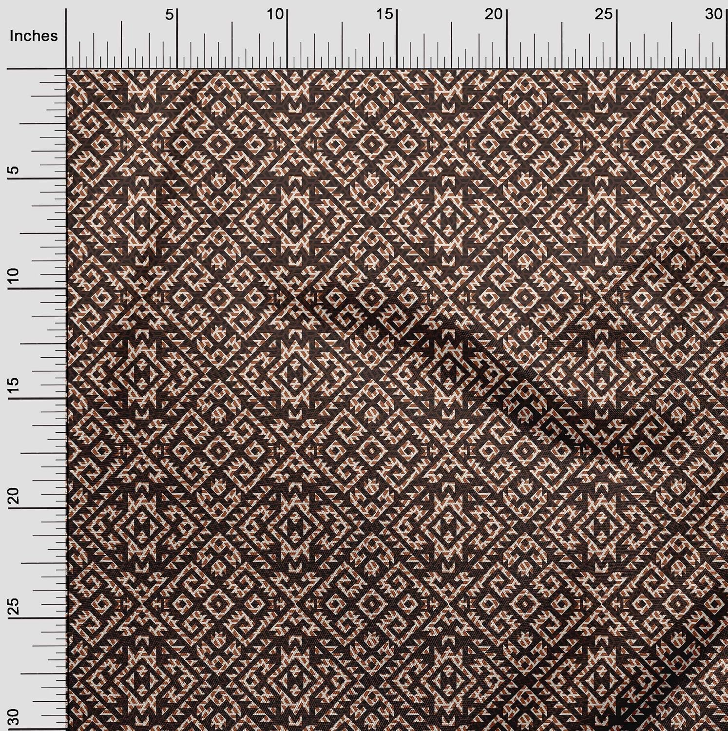 oneOone Viscose Chiffon Brown Fabric African Aztech Sewing Material Print Fabric by The Yard 42 Inch Wide