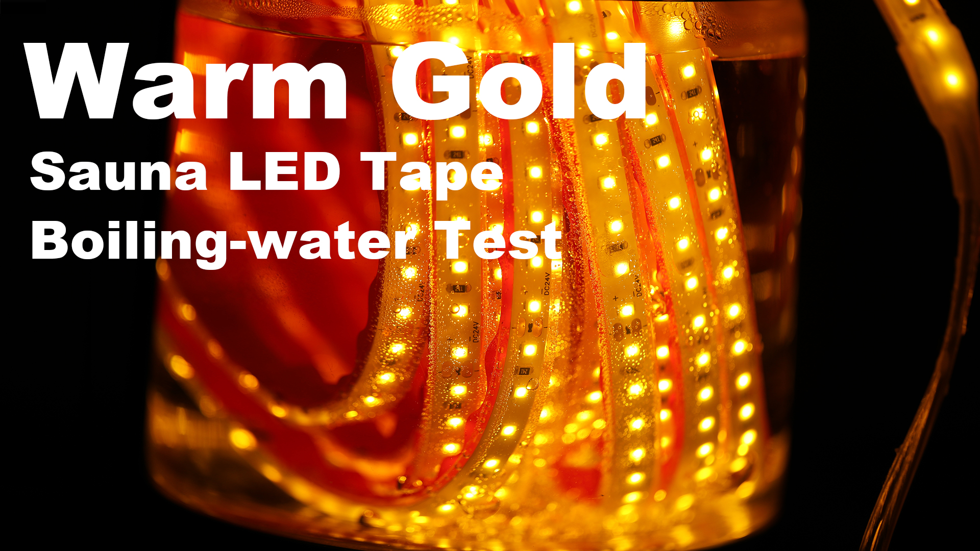 Image of SuperlightingLED DC24V Warm Amber Gold Sauna LED Tape Light 2000K, 5m 16.4ft Long Dense 600 LEDs Flexible Customizable High-Heat Resistant LED Strip Lights IP68 Submersible (Amber Gold)