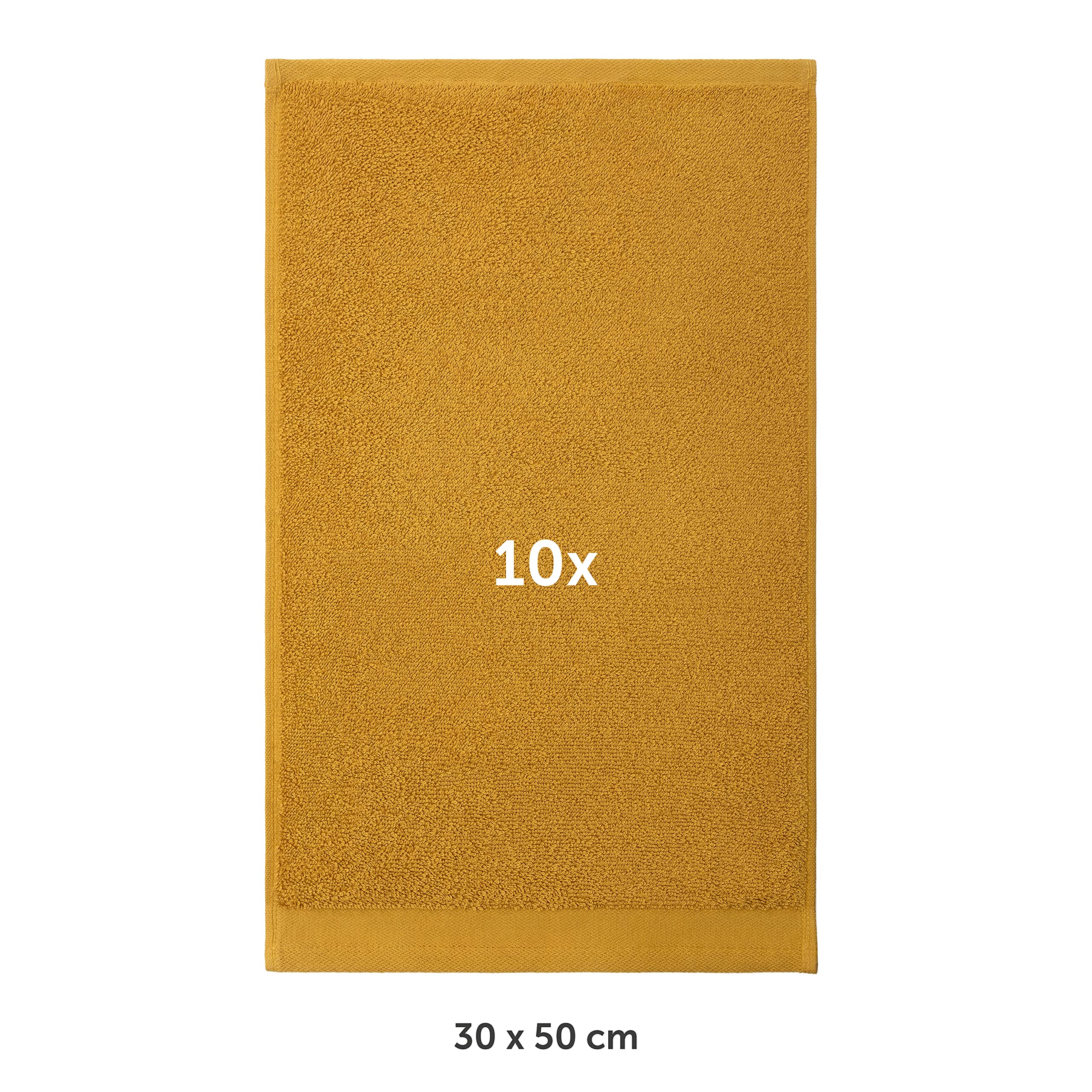 Blumtal Premium zestaw ręczników frotte z pętlą do zawieszania - bawełna certyfikowana Oeko-TEX, miękkie, chłonne - 10x ręcznik dla gości (30x50 cm), Spicy Mustard (żółty)