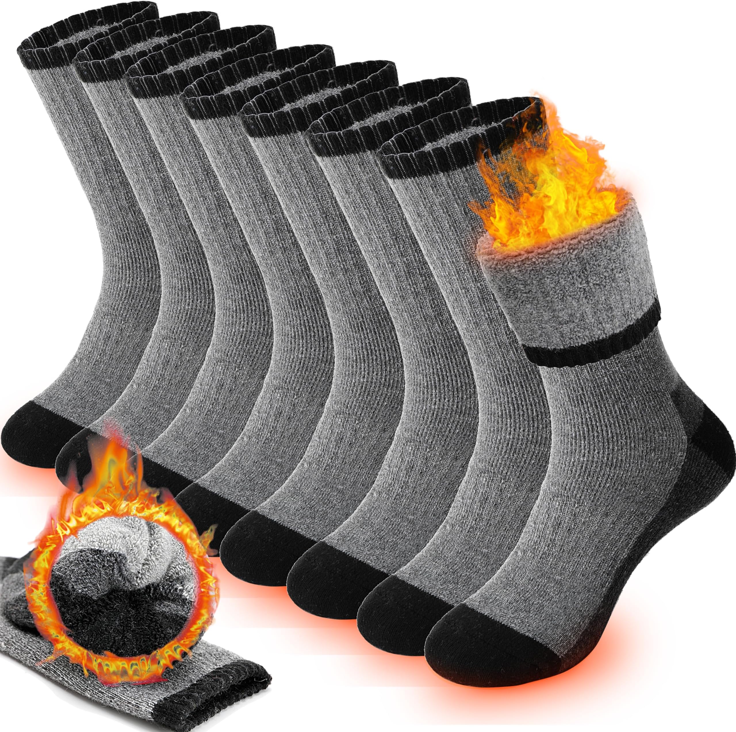 ProEtrade 4 Pairs Merino Wool Hiking Socks Thermal Warm Winter Cushion Moisture Wicking Boot Socks for Men