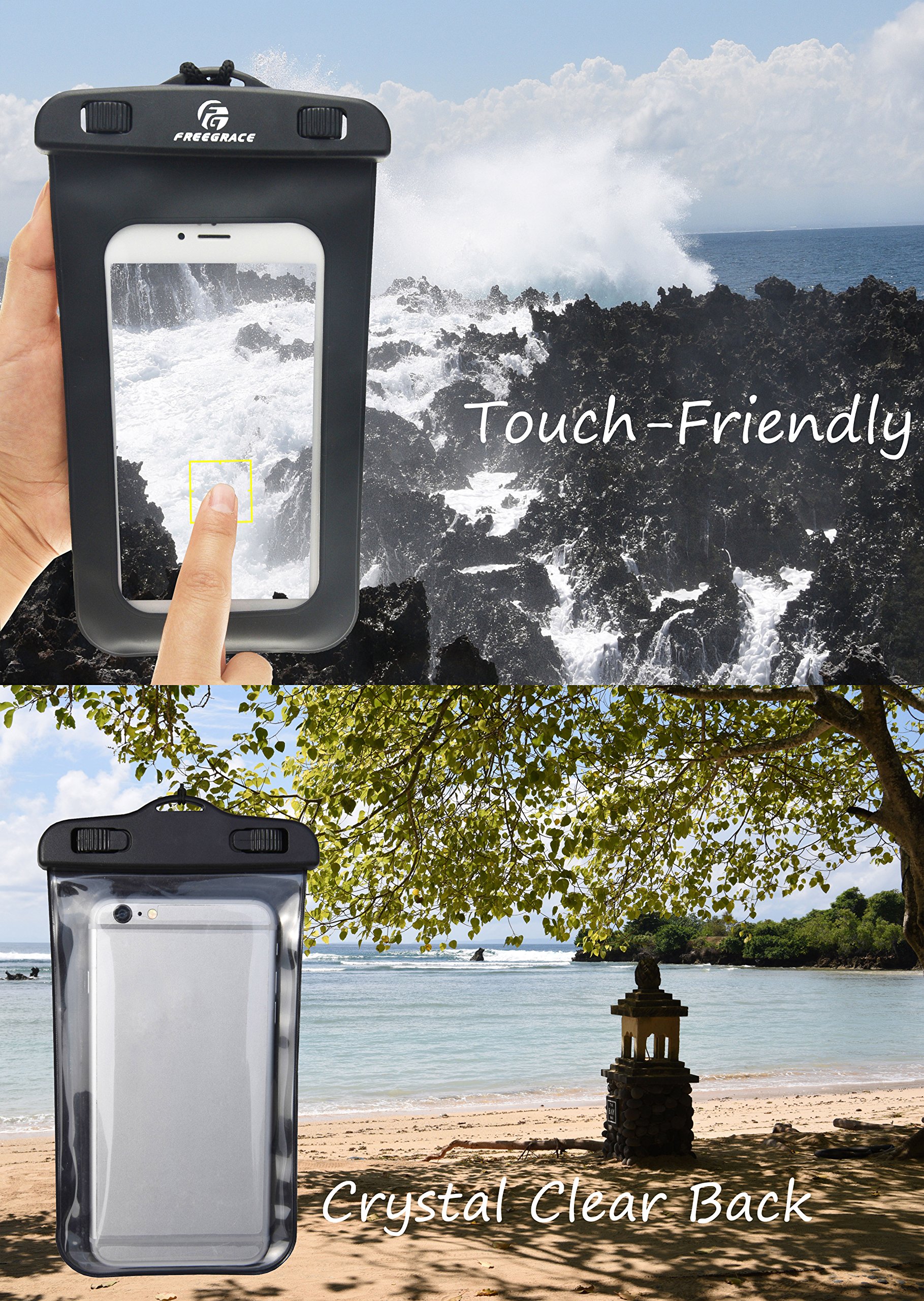 Freegrace Bolsa de Secado Ligera y Funda para teléfono (Juego de 2) – Mantiene seco tu Equipo para Kayak, Playa, Rafting, canotaje, Senderismo, Camping y Pesca