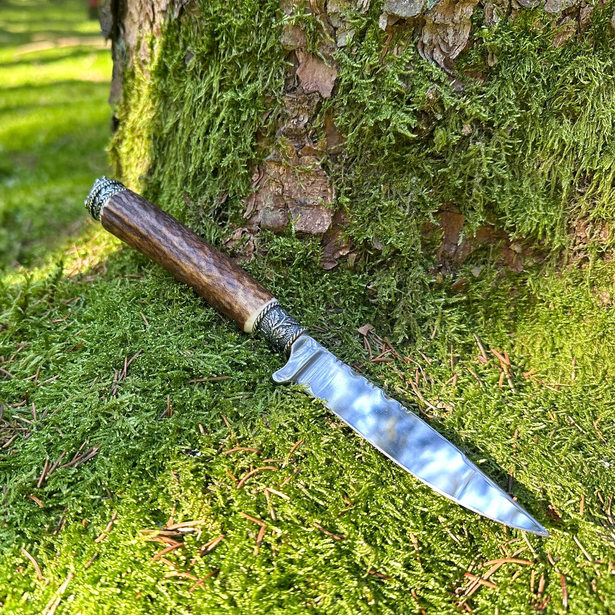 Almbock Trachtenmesser und Hirschhorn-Flaschenöffner - Jagdmesser mit Gamskrucke, REH-Krone oder Hirschhorn-Griff mit Bayernwappen, Grandl oder Wildschein-Kappe