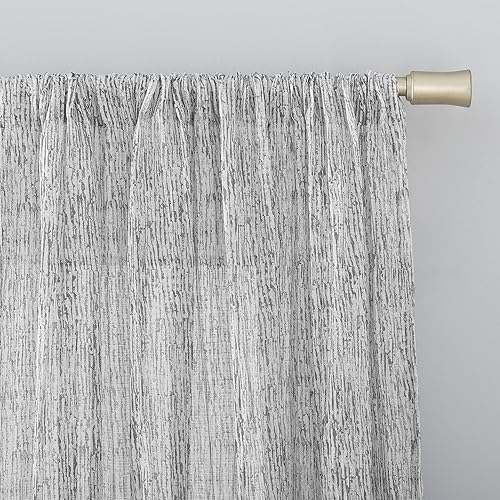 Miniatura 2 de Scott Living Tulin - Cortina transparente con bolsillo para barra, con estampado de acuarela, 50 x 84 pulgadas, color gris