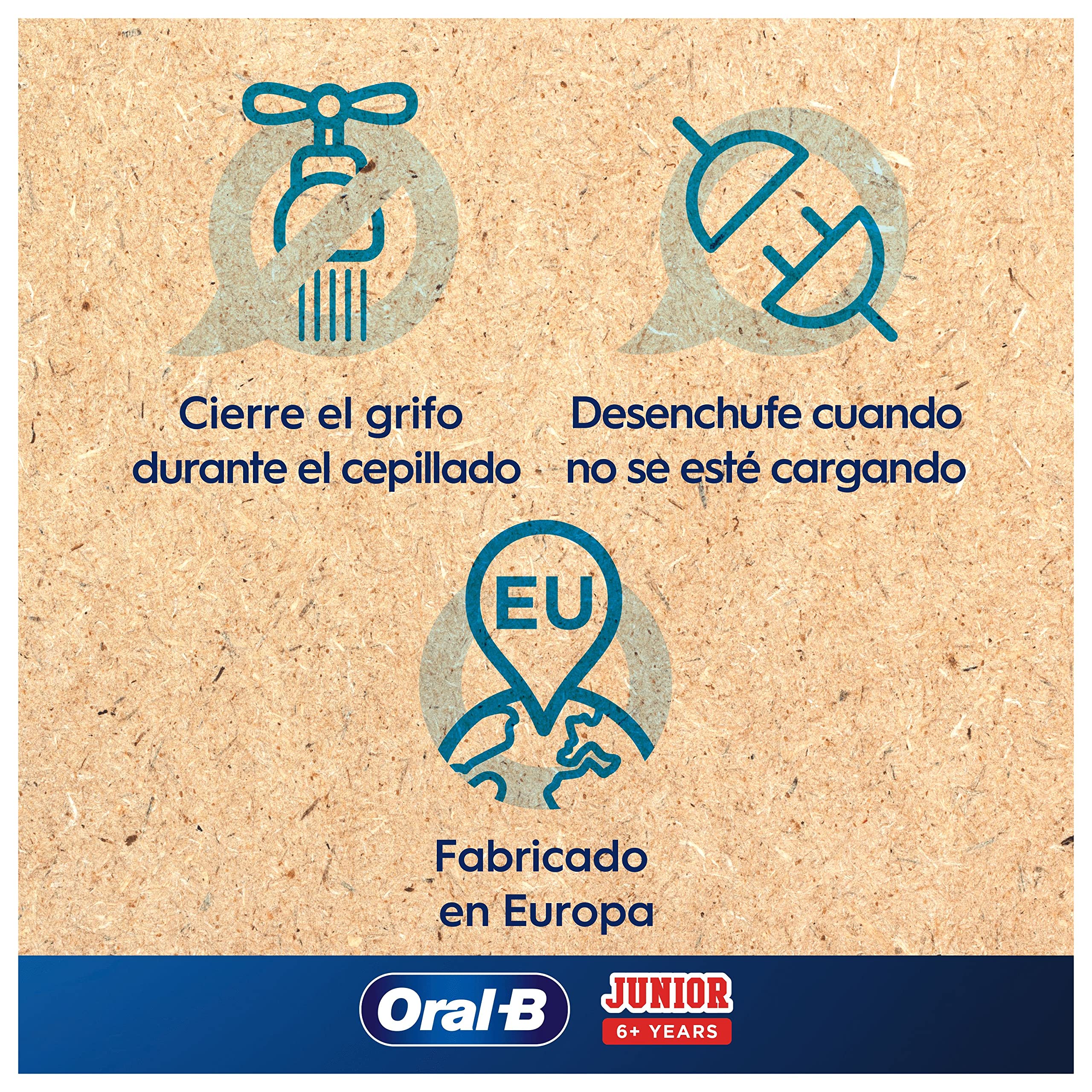 Oral-B Junior Cepillo de Dientes Eléctrico con Mango Recargable de Minnie, 2 Cabezales de Recambio y Cargador, Apto para Niños Mayores de 6 Años