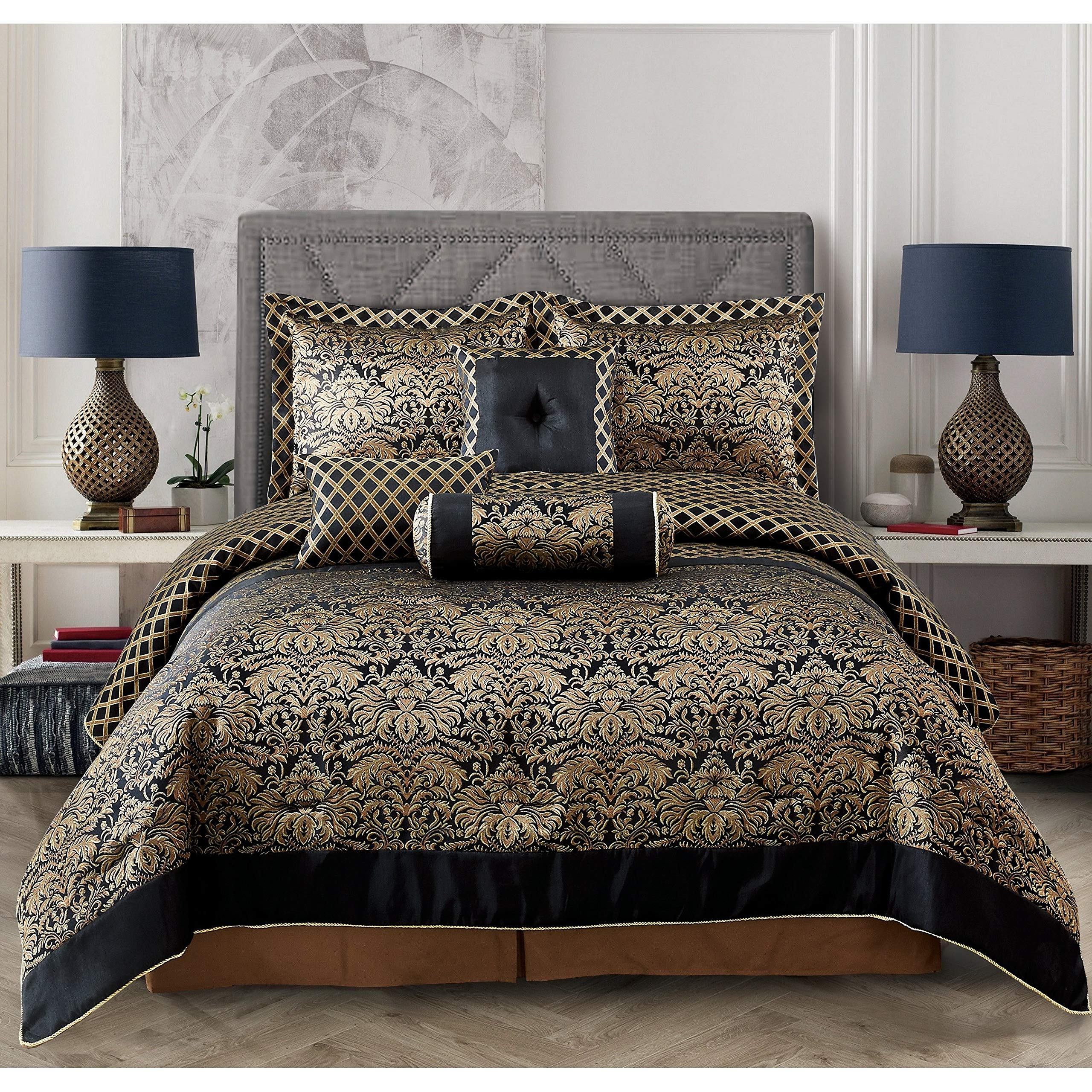 Lyon Luxury Jacquard 7 Pcs Comforter Set (King)