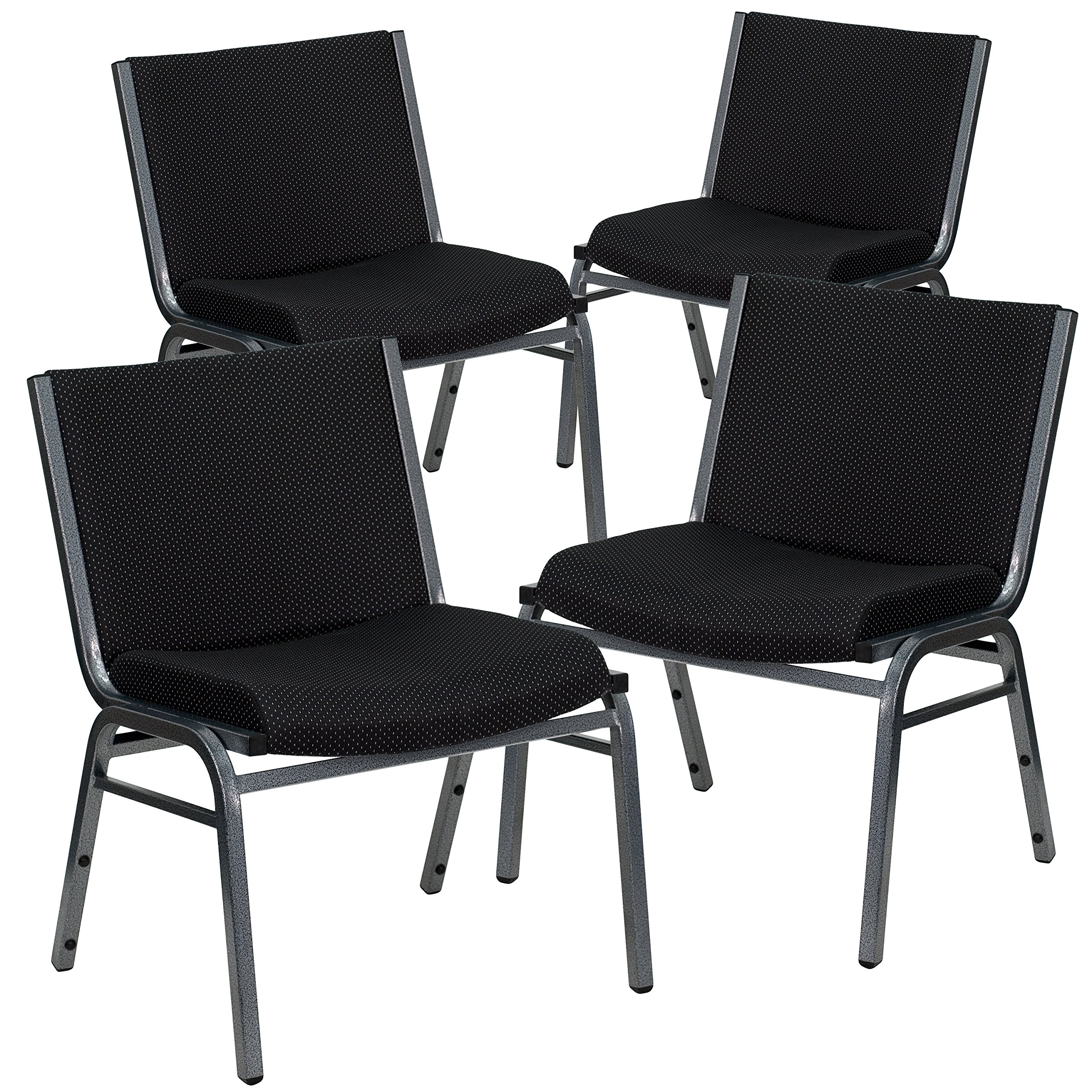 flash furniture 4 pk. hercules series big & tall 1000 lb. rated black fabric stack chair