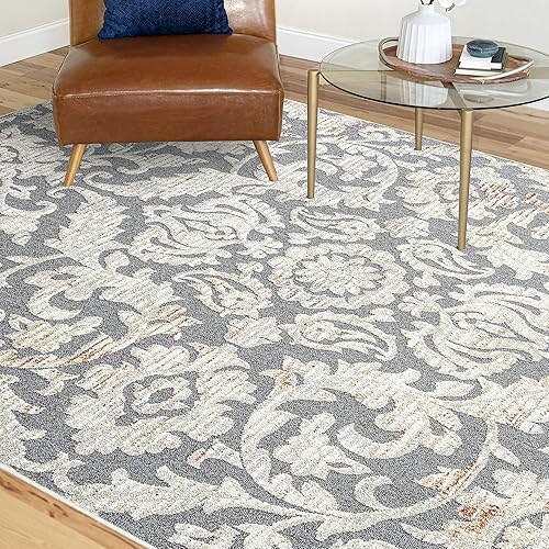 Tayse Myer Grey - Alfombra rectangular para salón dormitorio o comedor 31 x 39in color gris