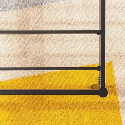 Miniatura 7 de Mellow BREE - Cama de plataforma de metal con cabecera curvada y tapizada con listones de acero, fácil montaje, gris cielo, tamaño Queen