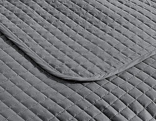 Miniatura 4 de Chezmoi Collection Juego de colcha acolchada moderna de 3 piezas (tamaño King, carbón)