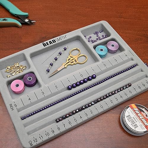 Miniatura 6 de The Beadsmith Mini tablero de cuentas gris flocado 4 canales rectos 5 compartimentos empotrados 775 x 1125 pulgadas tableros de diseño para crear