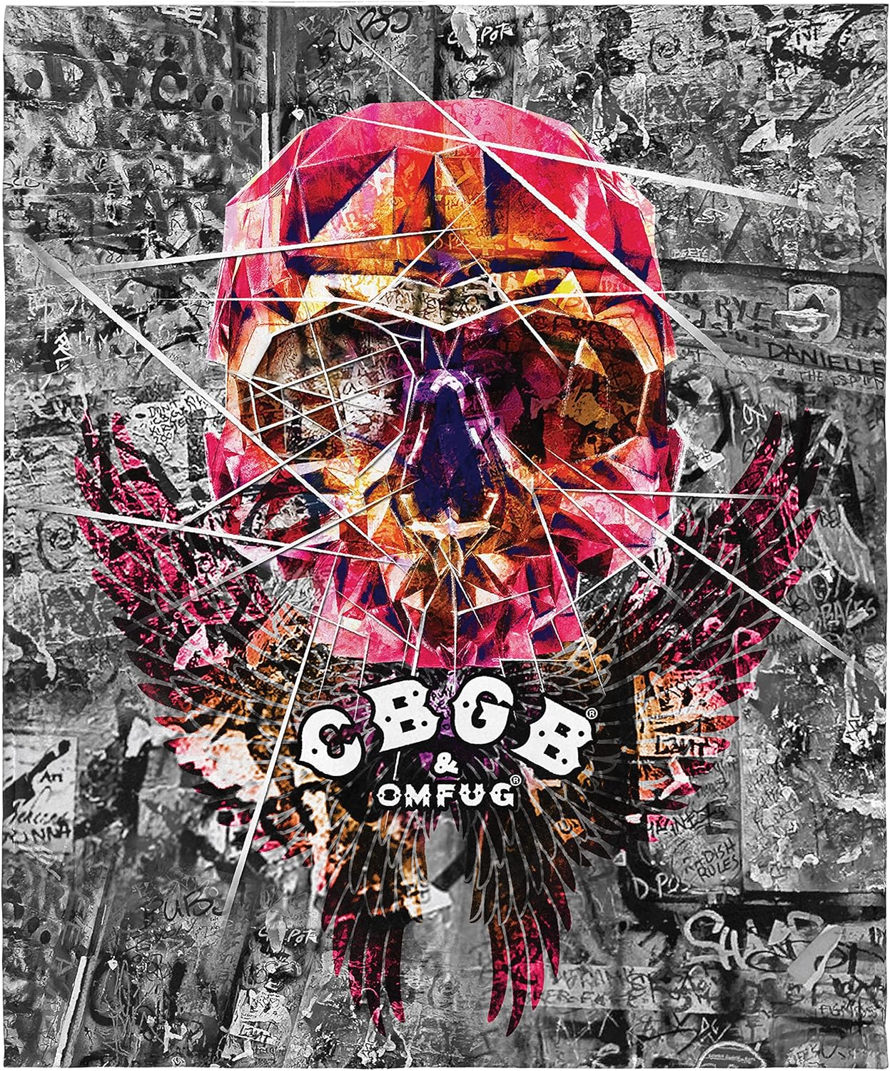 INTIMO CBGB Blanket OMFUG Skull Graffiti Punk Rock Fleece Throw Blanket 48" x 60" (122cm x152cm)