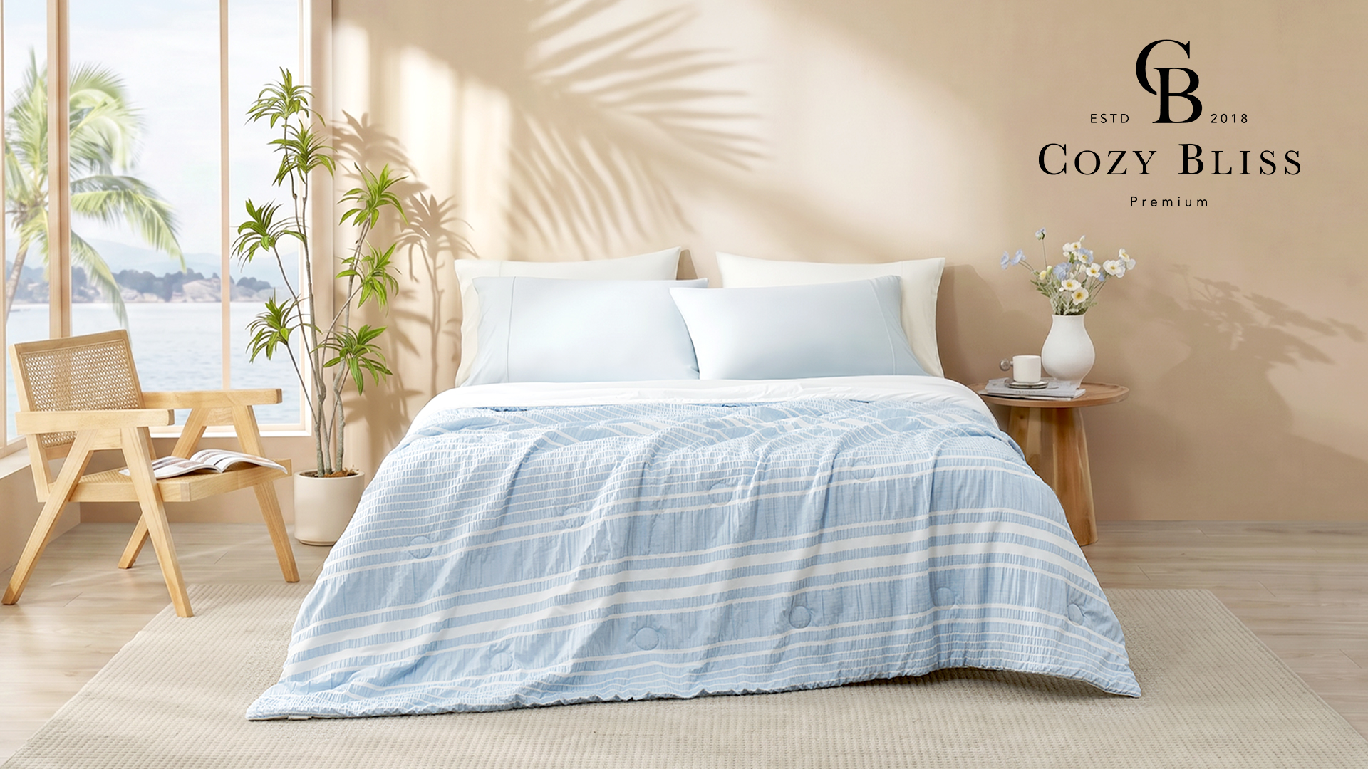 Amazon.com: Cozy Bliss Cationic Dyed Seersucker Cooling Comforter