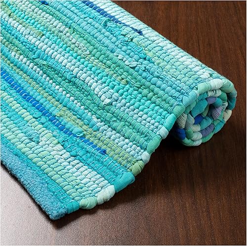 Miniatura 11 de Cotton Chindi - Alfombra de trapo, estilo bohemio, rústico, decorativa, tejida a mano, reversible, de algodón reciclado natural, para sala de estar,