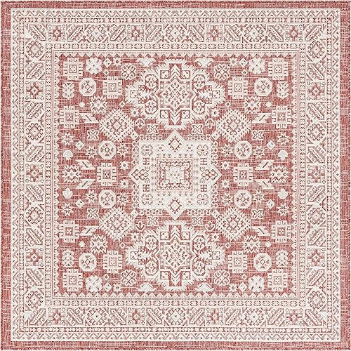 Miniatura 570 de Rugs.com Outdoor Aztec Collection Alfombra – 4 x 6 pies alfombra de tejido plano gris carbón perfecta para salas de estar, grandes comedores, planos