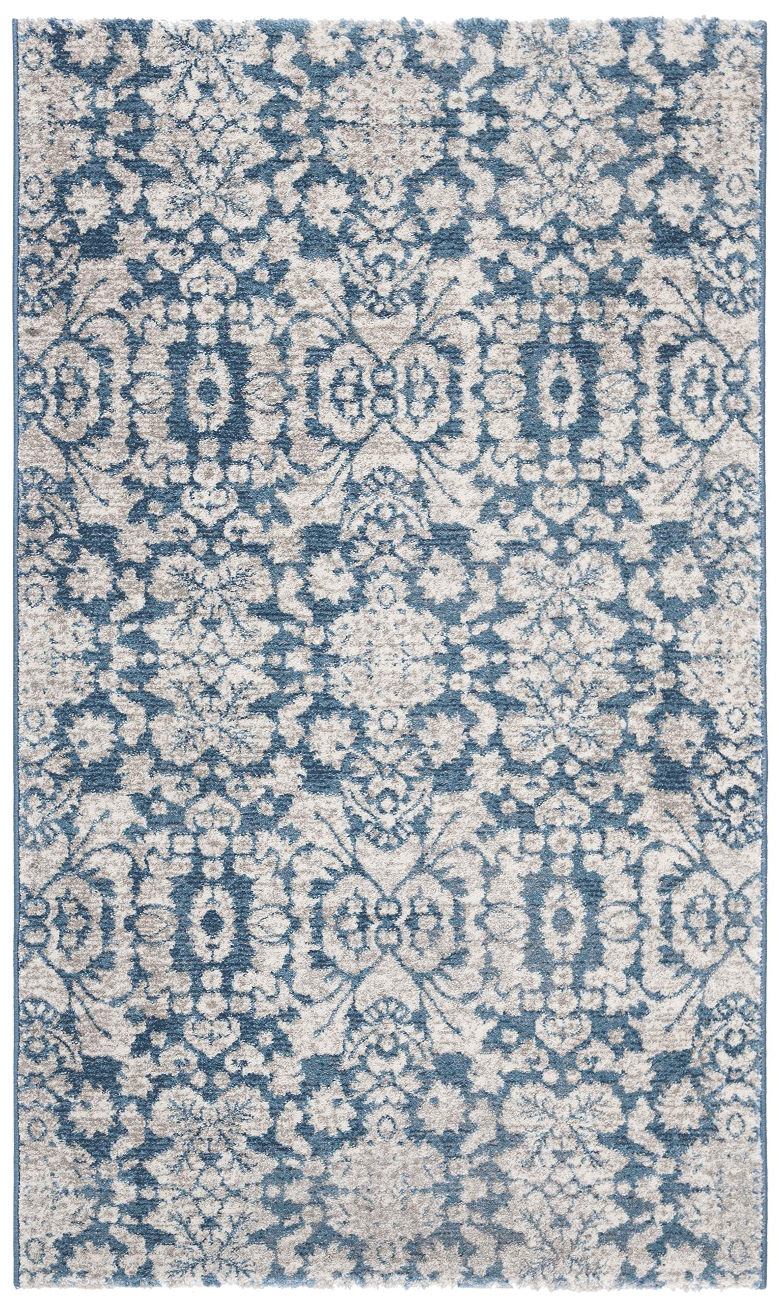 SAFAVIEH Tapis Traditionnel Pour Salon, Salle à manger, Chambre à coucher - Sofia Collection, Tapis à poil court, Bleu et beige, 122 X 170 cm