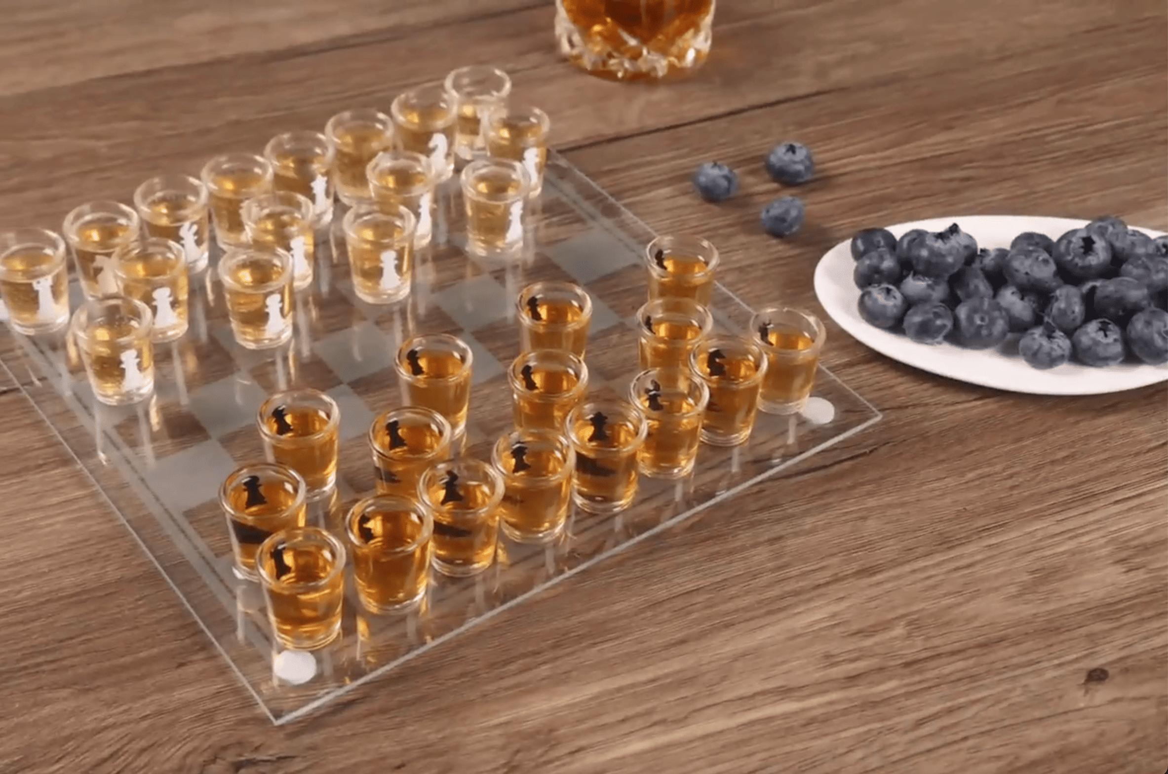 Jeu D'échecs Shot Glass – 32 Verres Acryliques + Plateau Verre – Jeu à Boire Pour Adultes – Cadeau Original Pour Soirées