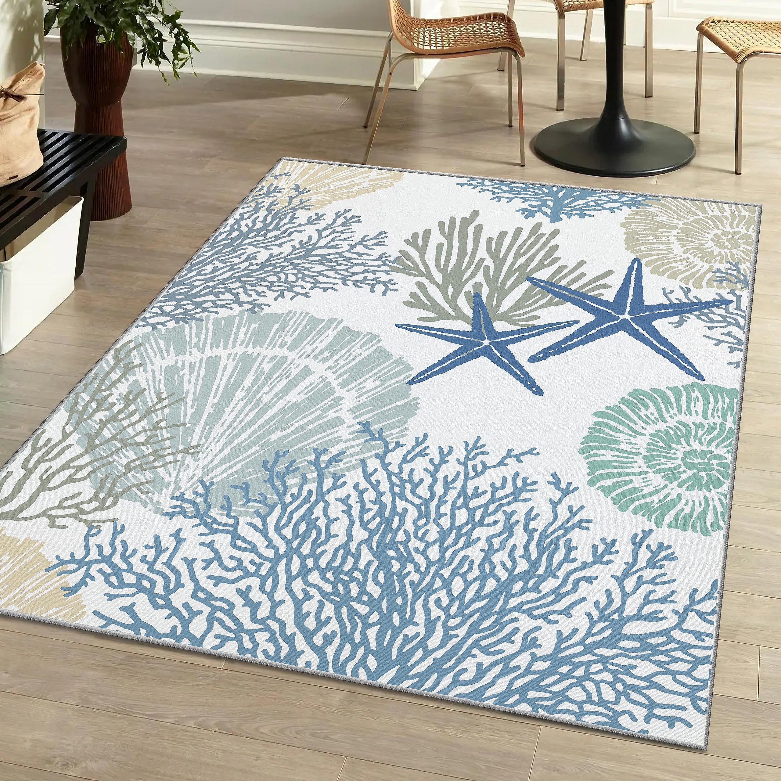 ラグ・カーペット round beach rug Amazon.com: Round Area Rug 3ft Nautical Coastal Ocean Coral