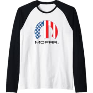Mopar American Flag Logo Raglan Baseball Tee