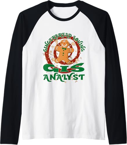 GIS Analyst Job Gingerbread Funny Xmas Raglan Baseball Tee