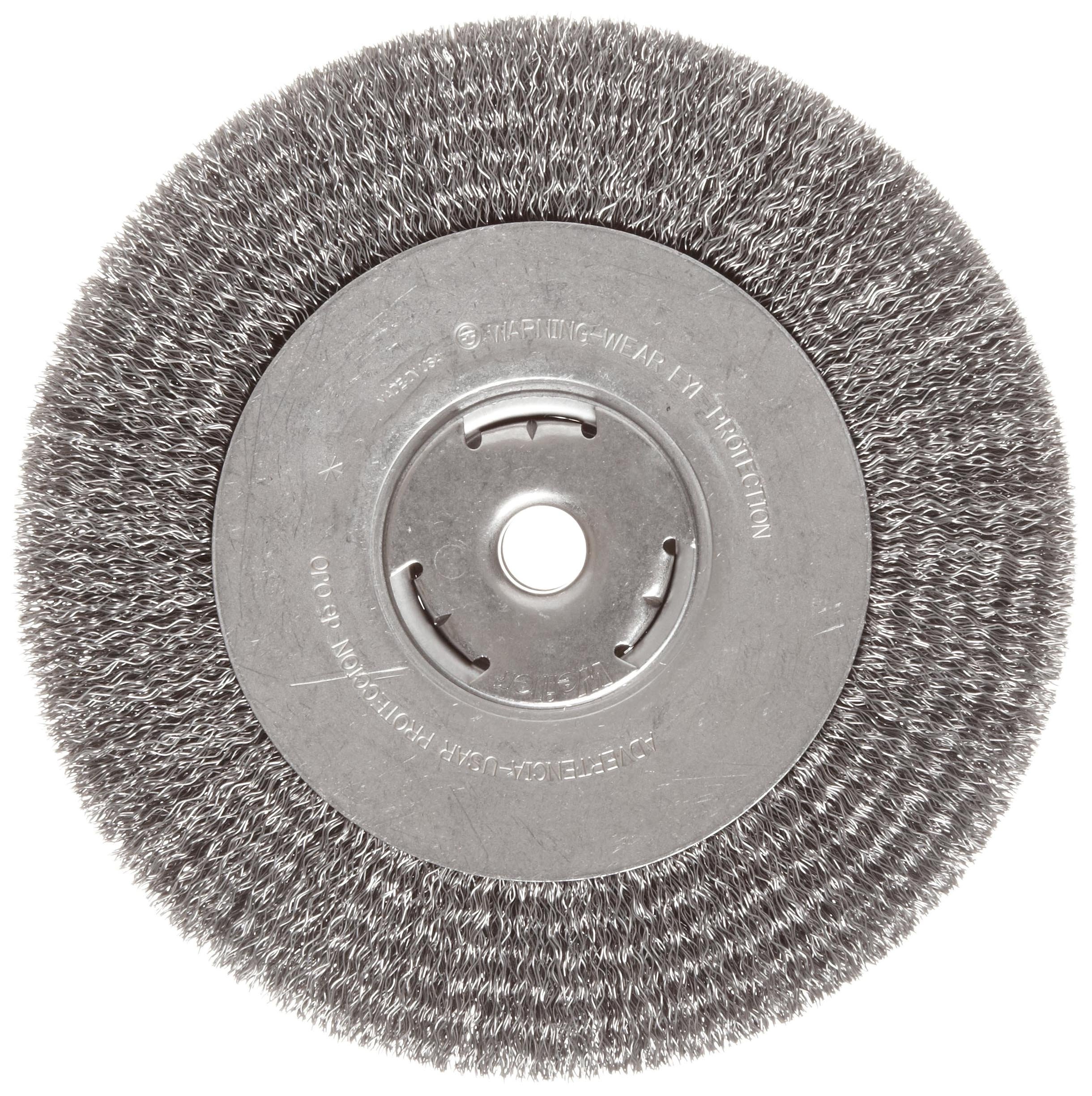 Weiler 36006 Vortec Pro 5/8" Arbor, 8" Diameter, 0.014" Wire Size, Carbon Steel Bristles, Wide Face, Crimped Wire Wheel Brush