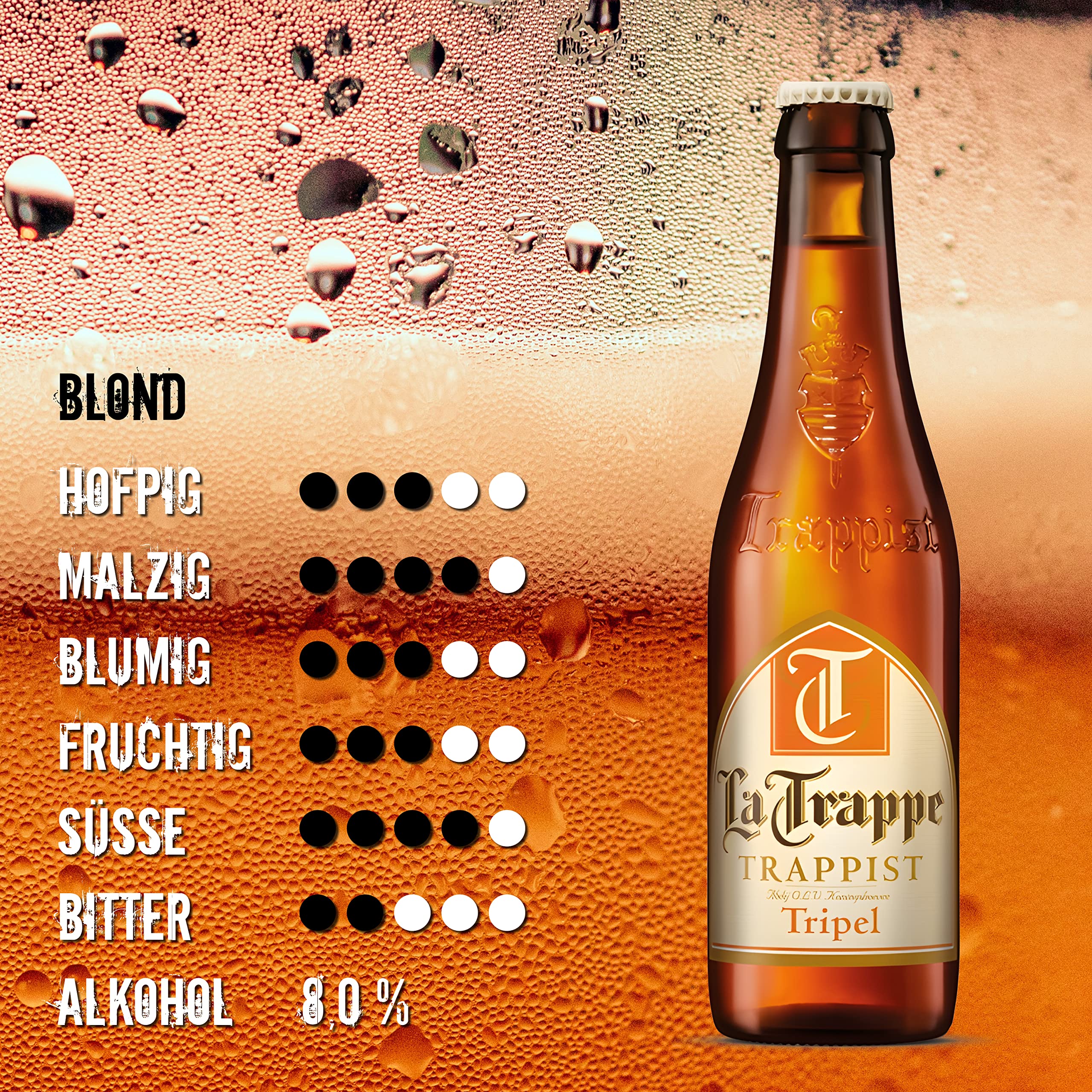 La Trappe `Triple´ 8% (24 x 0,33l) ** Sparpaket 22+2 GRATIS ** (inklusive 6,00 € Pfand)