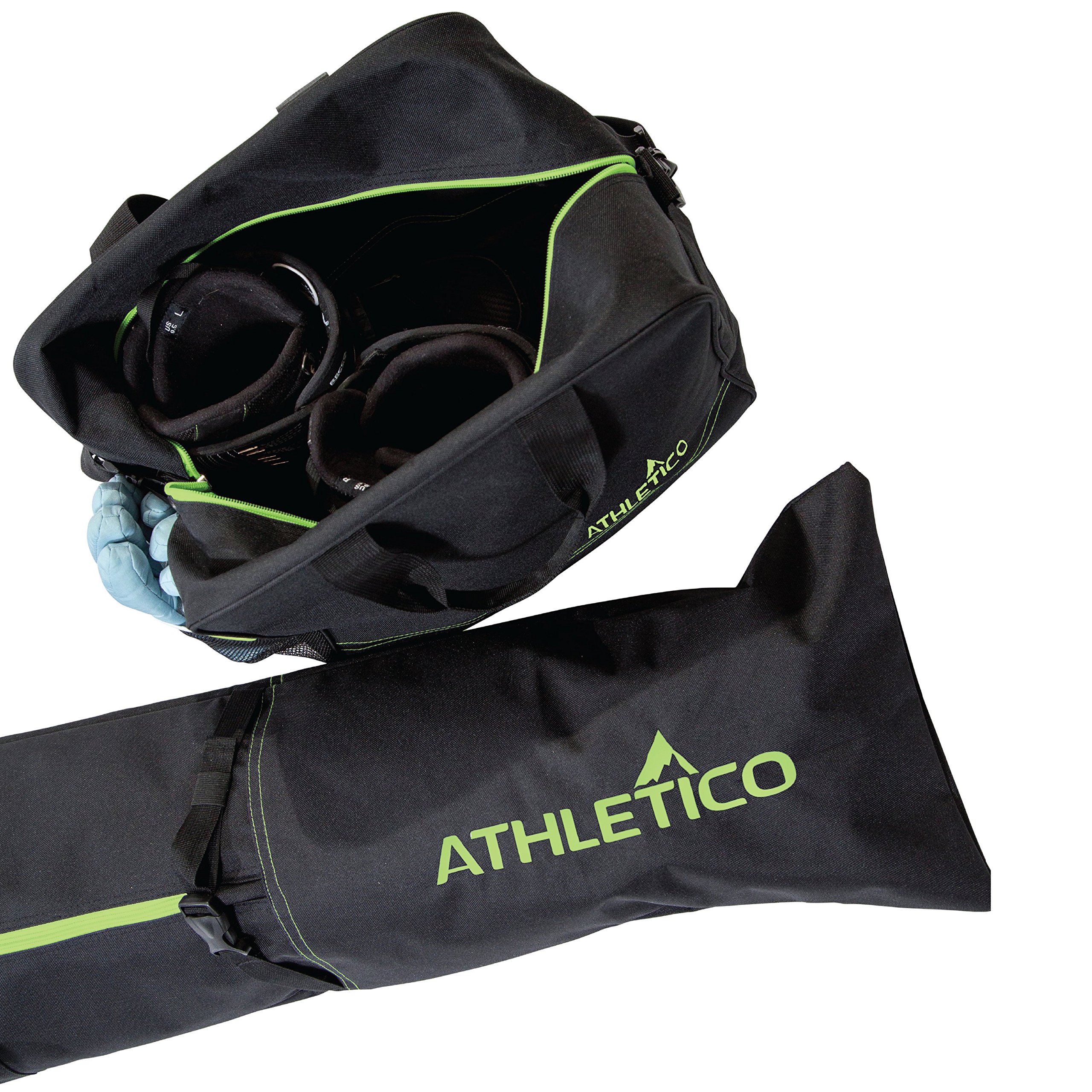Athletico Gepolsterte Ski- und Skischuhtasche zum Verstauen und Transportieren von Skischuhen bis 200 cm und Skischuhe bis Größe 49 inkl. 1 gepolsterte Tasche und 1 gepolsterte Skischuhtasche