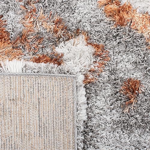 Miniatura 8 de SAFAVIEH Horizon Shag Collection - Alfombra de área, 5.3 x 7.7 pies, color gris y óxido, diseño abstracto moderno, no desprende pelusa y de fácil