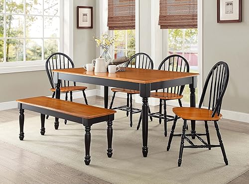 Better Homes and Gardens Better Homes - Juego de comedor de 6 piezas, color negro y roble