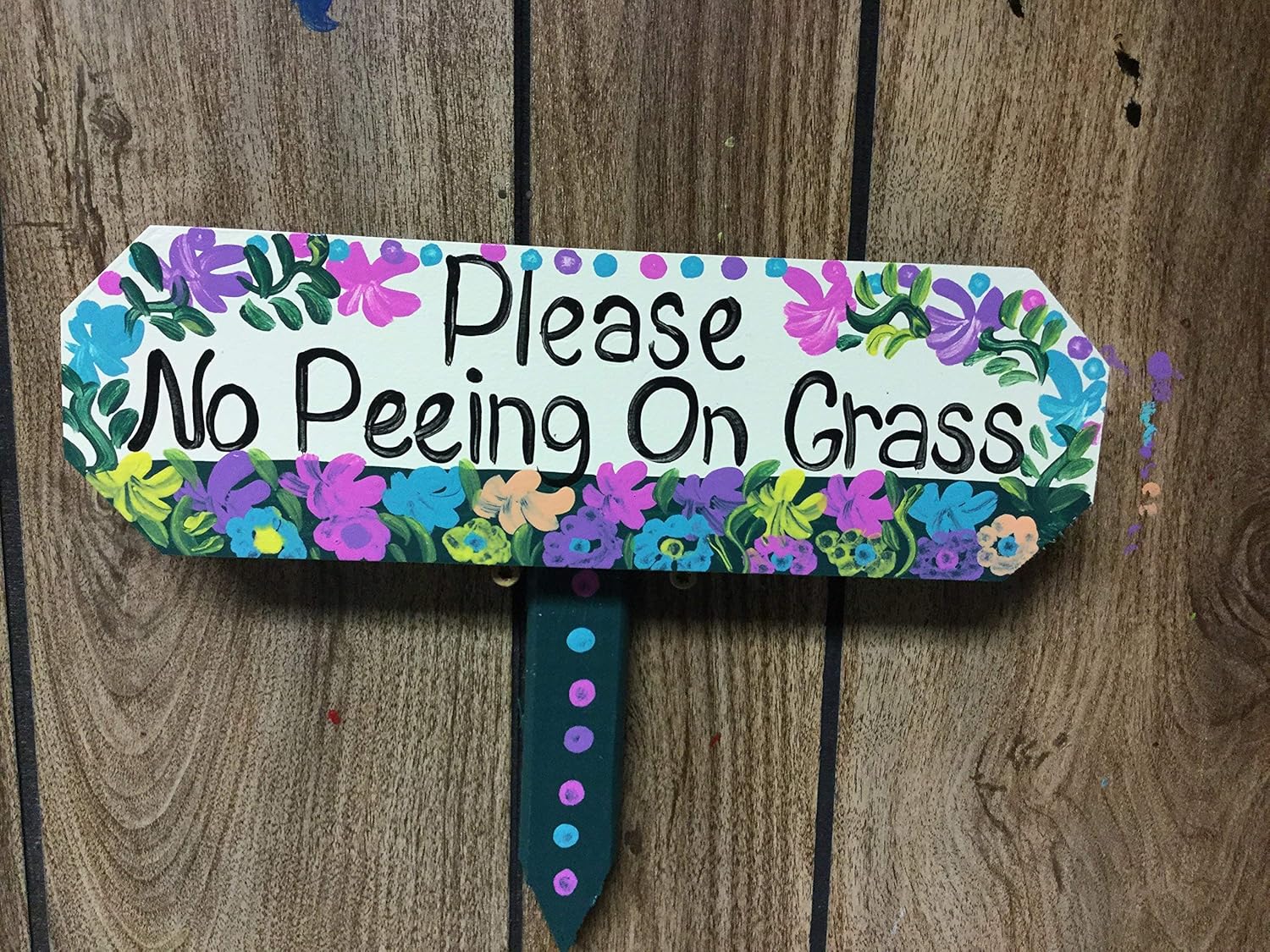 Please No Peeing on Grass sign, lawn stake