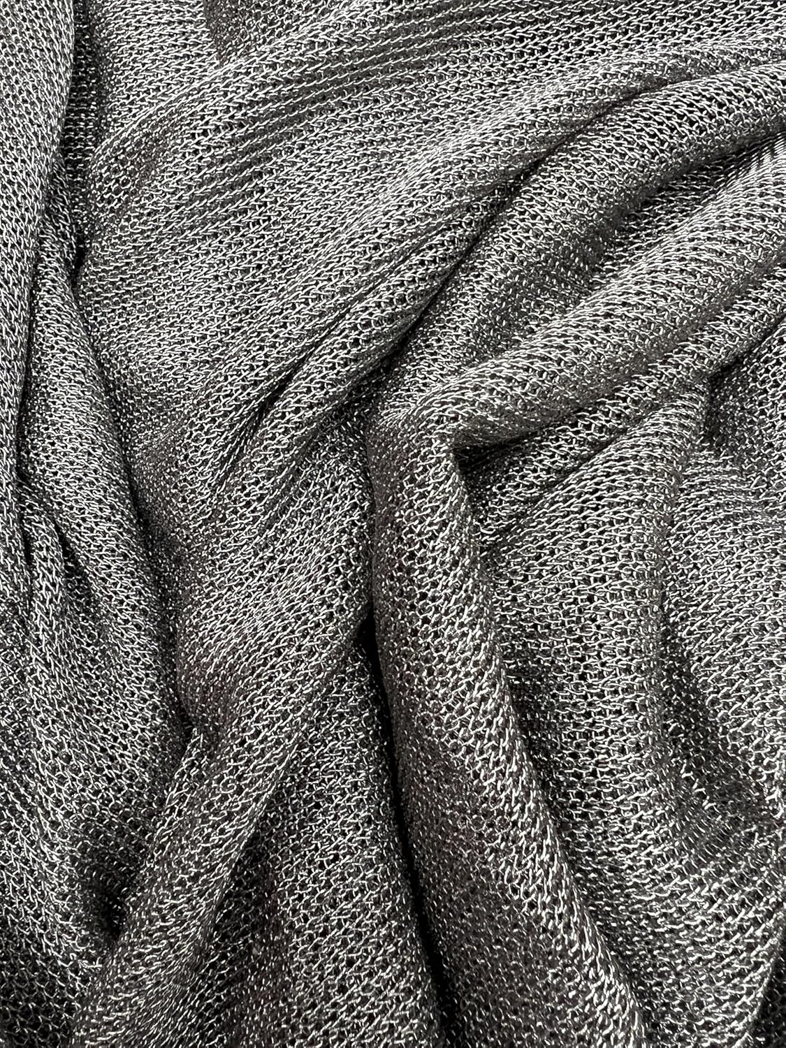 Stretch Metallic Titanium Chainmail Fabric by The Yard, 60" Wide, Sheer, 2-Way Stretch, Club Wear, Dance Wear, Costume