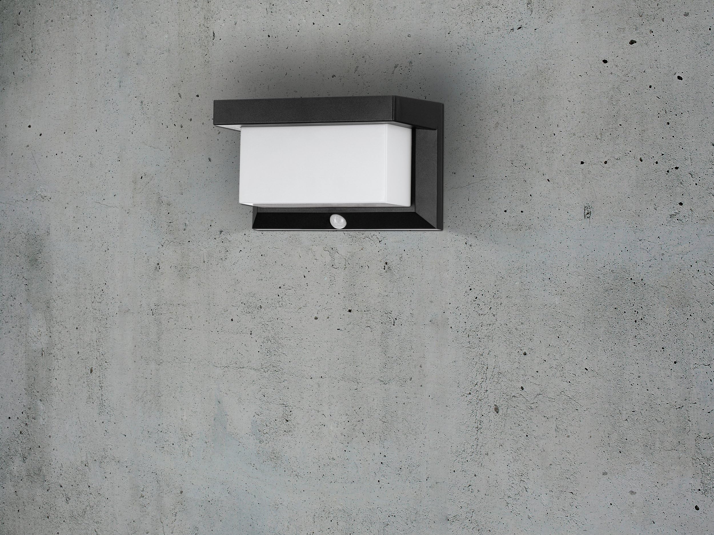 EGLO Utrera Lámpara de pared led para exteriores, lámpara solar para uso exterior con sensor de movimiento y temporizador, plástico negro y blanco, iluminación exterior IP44