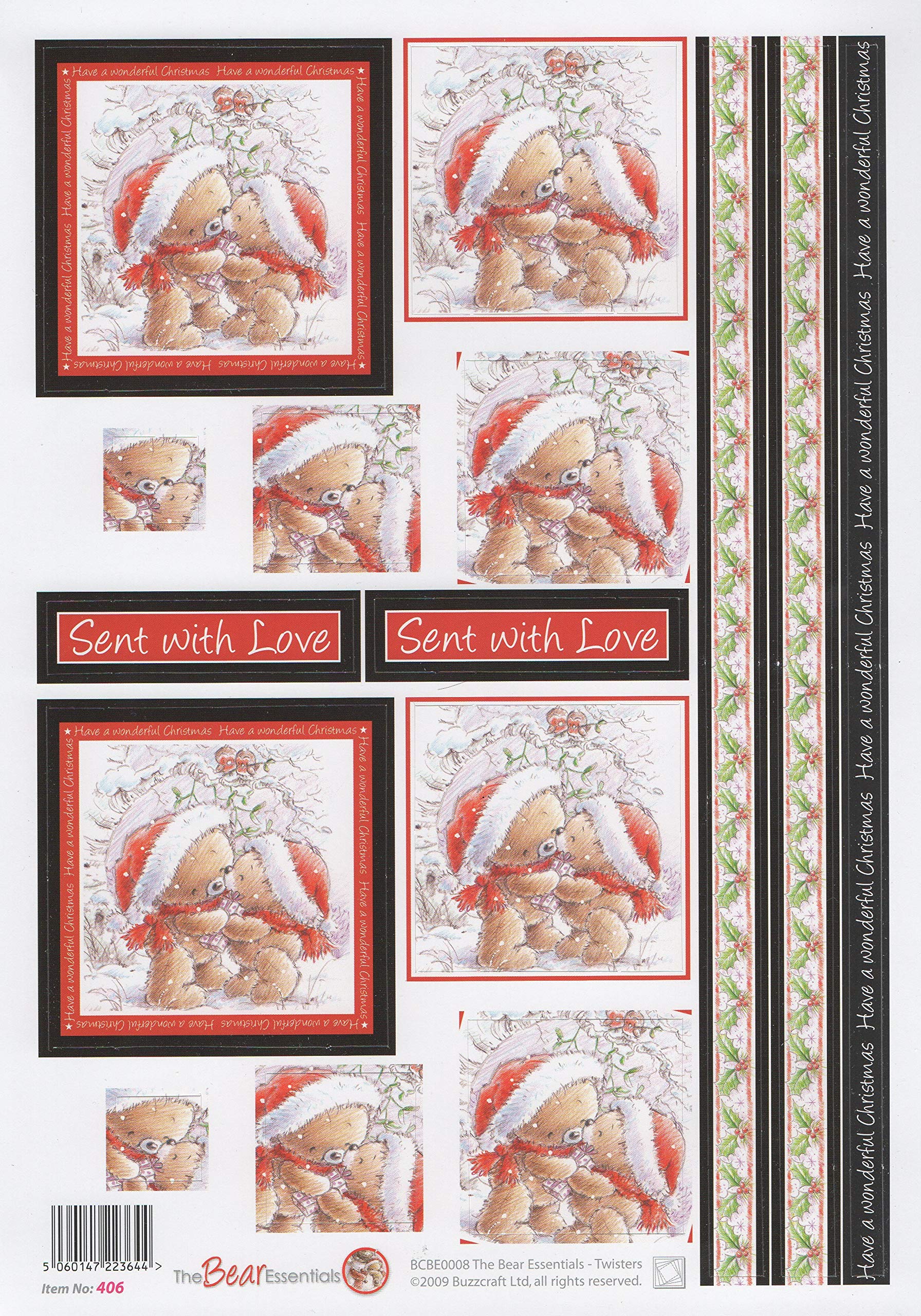 Buzz Craft Buzzcraft 3D Die Cut Twisters Decoupage Sheet - 406 The Bear Essentials