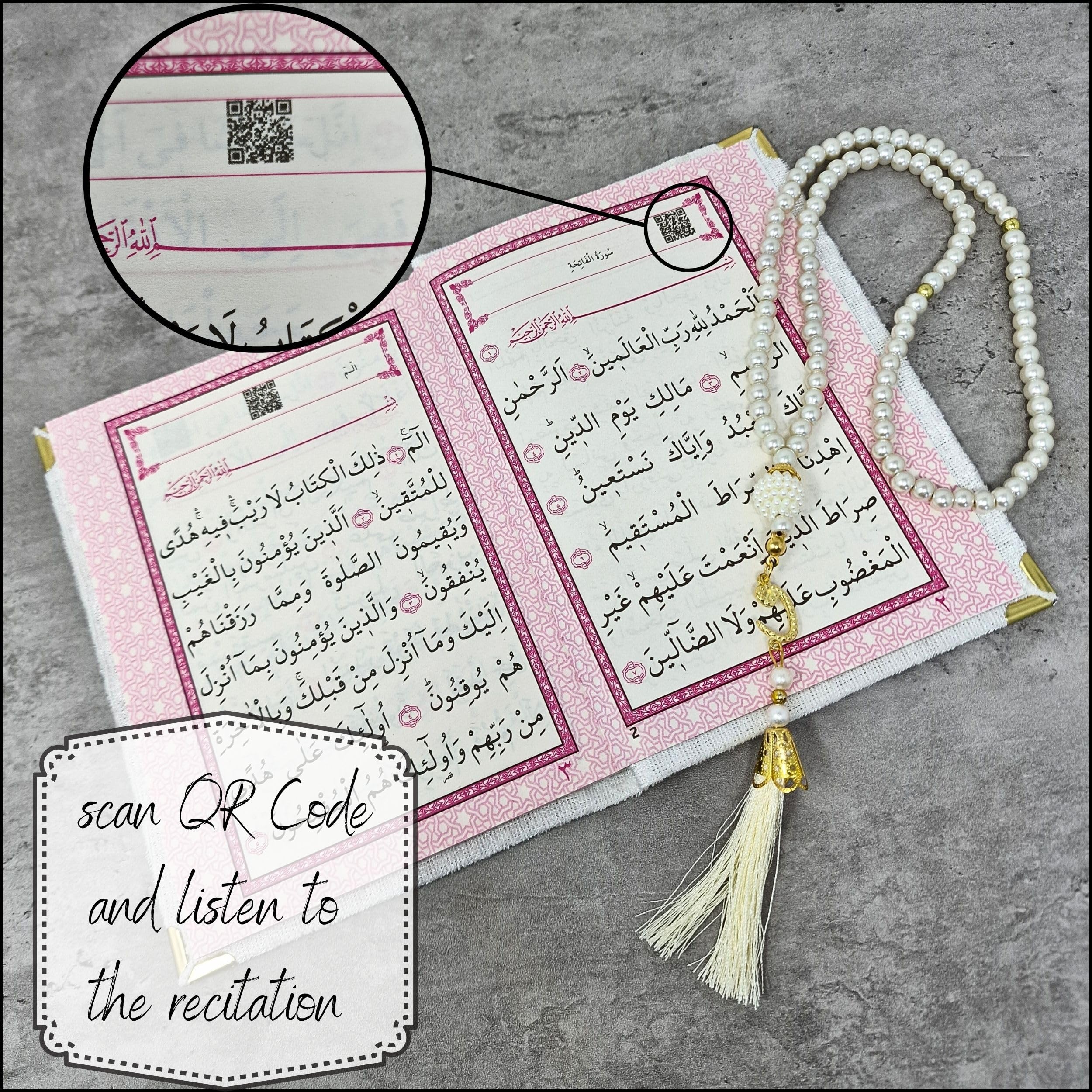 Set Regalo Islamico: Tappeto Da Preghiera In Cotone, Tesbih E Libro Delle Sure (128 Pagine) - Colore Nero - 4