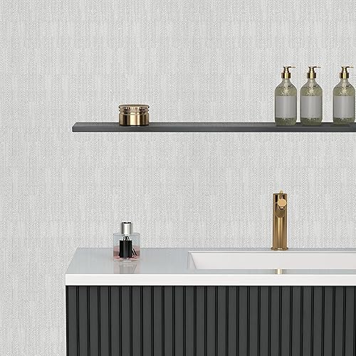 Miniatura 4 de Papel tapiz de tela para despegar y pegar, papel tapiz de lino sintético gris, papel tapiz de lino autoadhesivo de 17.7 x 197 pulgadas, papel tapiz